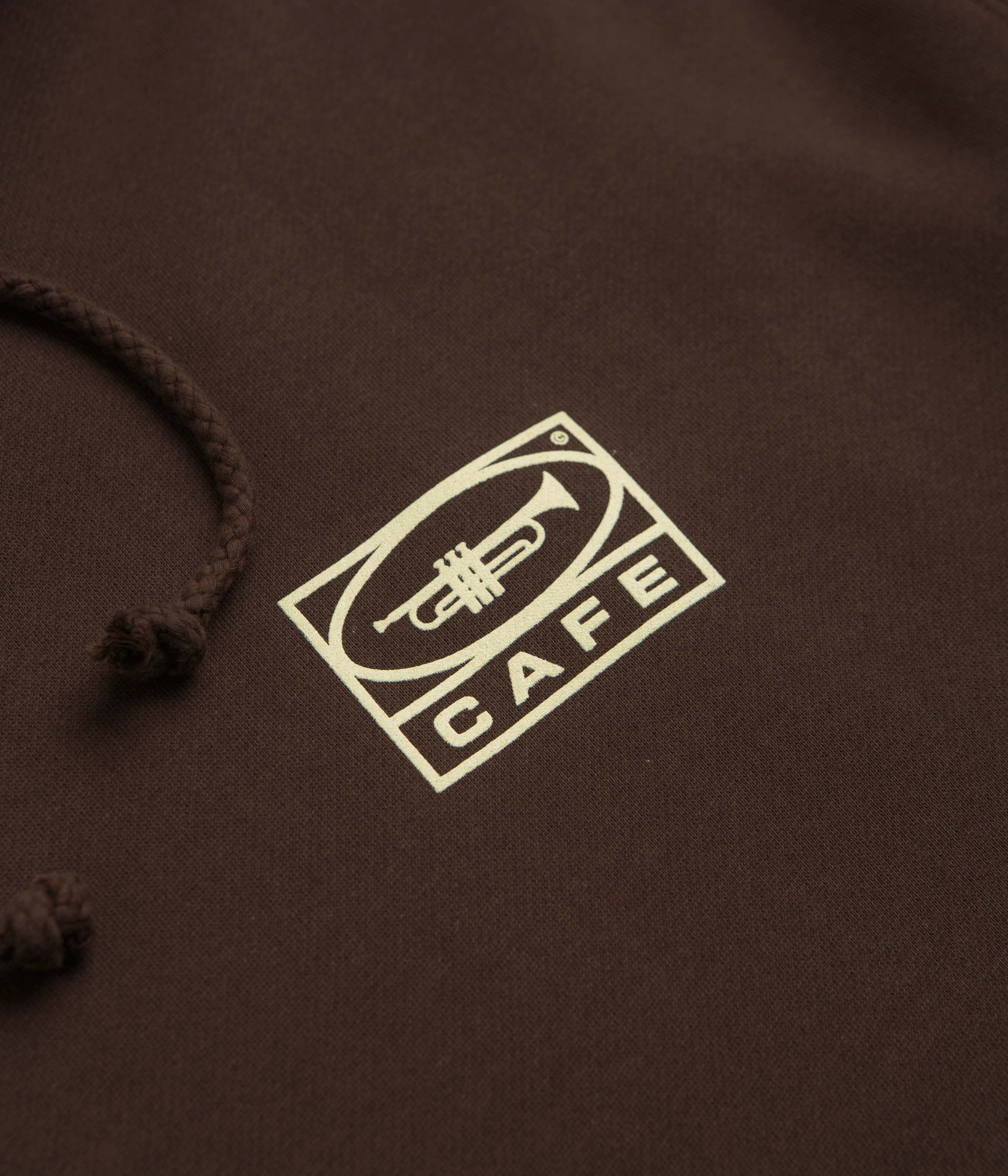 Ribbed Hemming Skateboard Cafe 45 Hoodie - Coffee