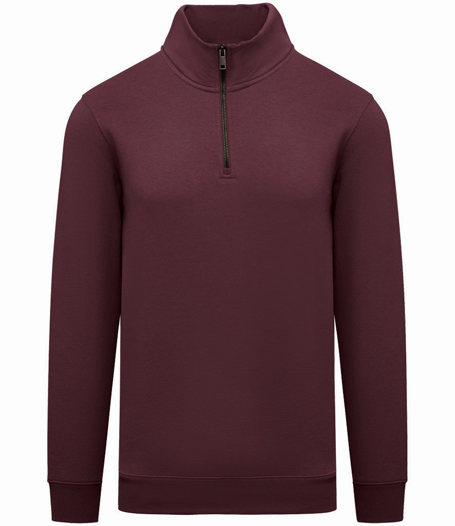 Lounge Fit sporty wear Quarter Zip Sweatshirt | DARK CHERRY