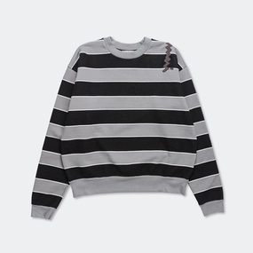 Casual Style Striped Sweatshirt - Grey/Black