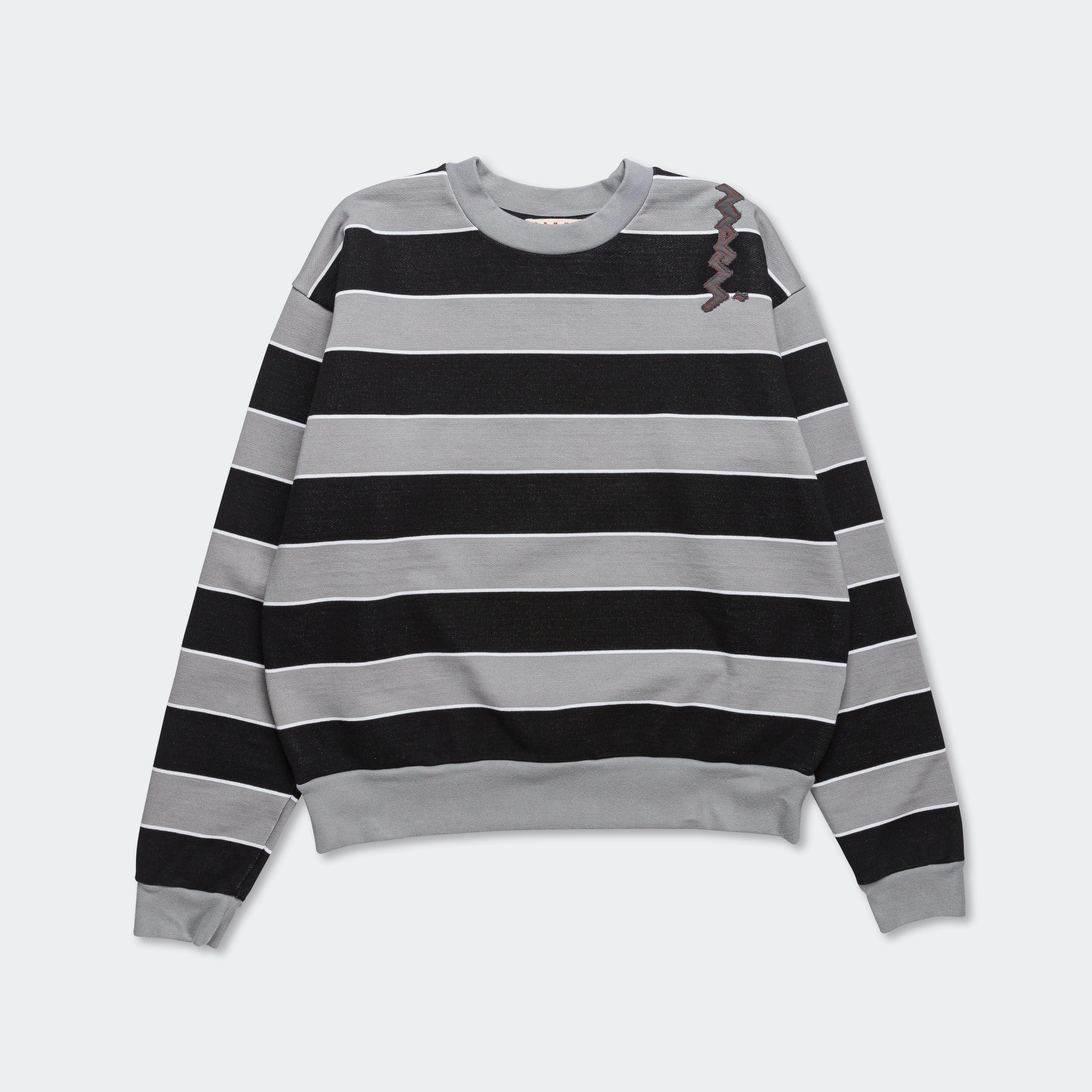 Casual Style Striped Sweatshirt - Grey/Black