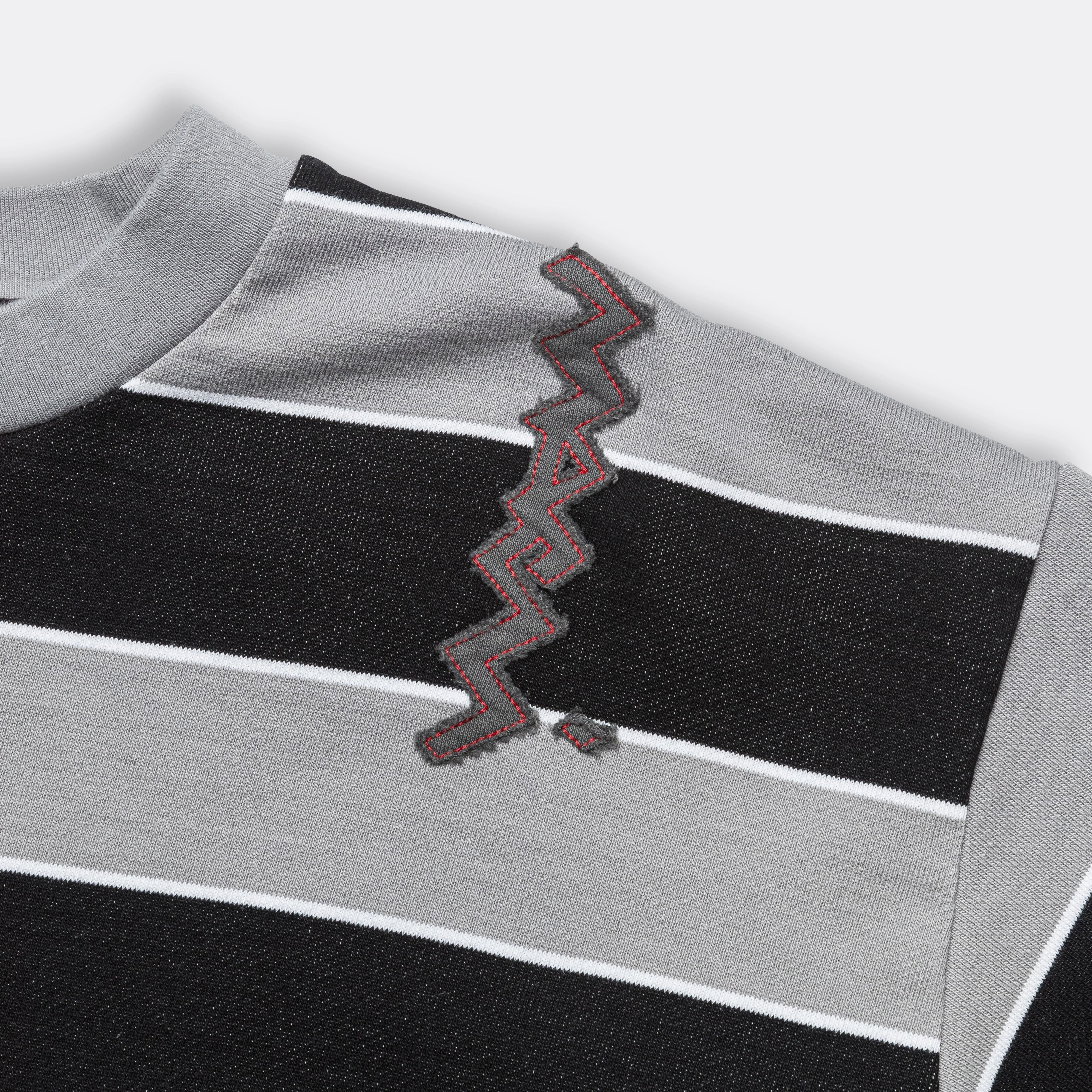 Striped Sweatshirt - Grey/Black Trendy Style Outdoor Wear