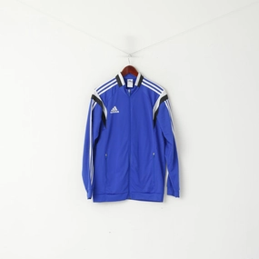 Adidas Men M Sweatshirt Blue Shiny Retro Full Zipper Sport Training Track Top product flannel coziness