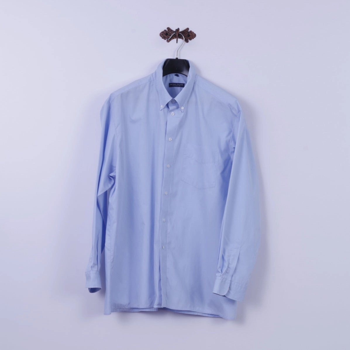 Modern Appeal Royal Class Mens 45 XXL Casual Shirt Blue Cotton Business Line Long Sleeve Top