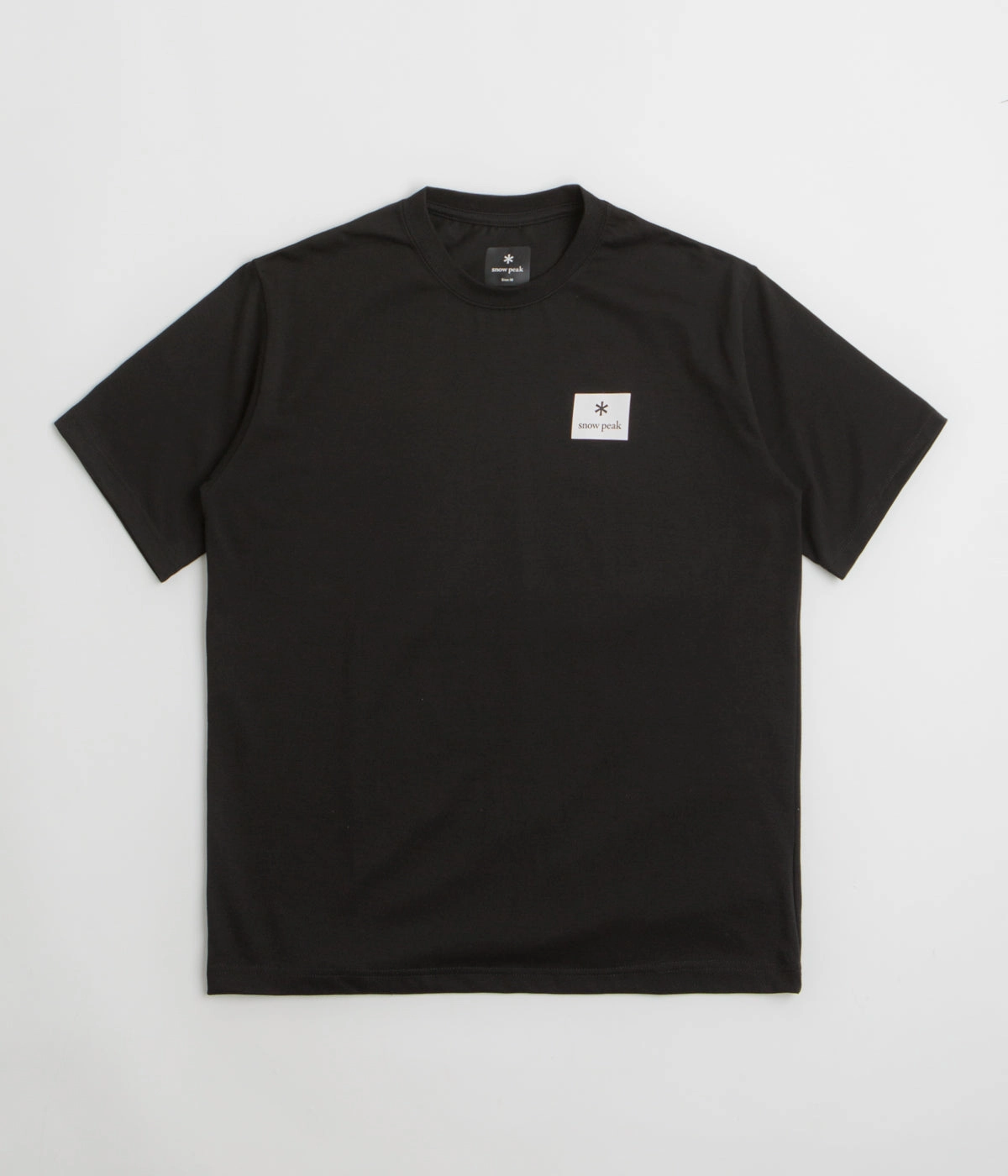Snow Peak NSD Square Logo T-Shirt - Black NeutralTonesCollection Dimensional Stability Weave