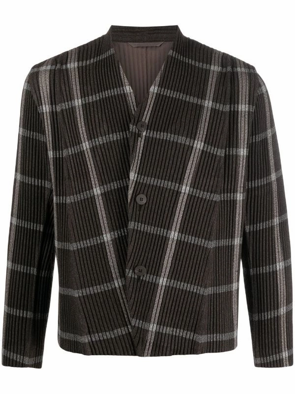 Permit Abrasion resistant Tweed Pleats Jacket - Black Check