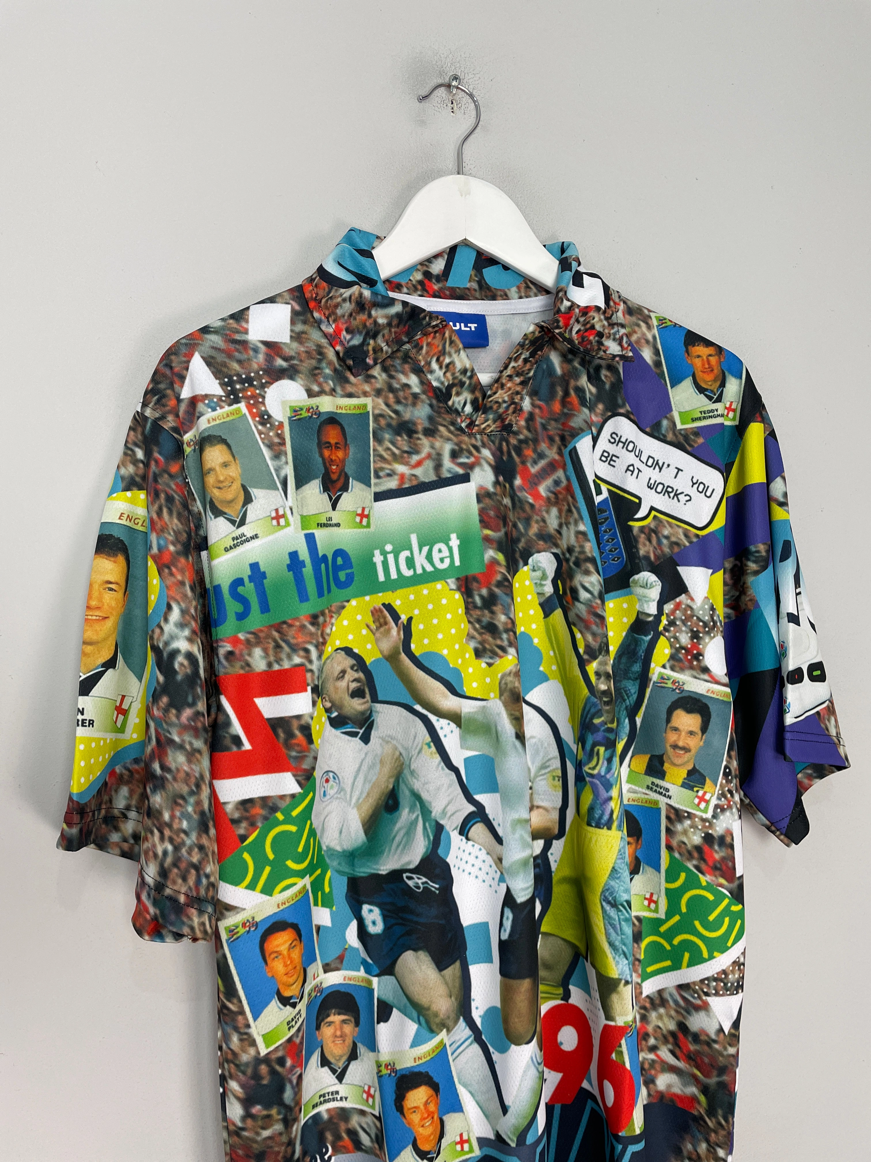 1996 ENGLAND 'JUST THE TICKET' EURO 96 BOOTLEG SHIRT (MULTIPLE SIZES) CULT Comfort Technology