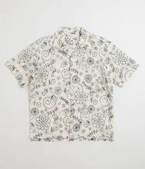 Vibrant Colors Trendy designs Universal Works Camp Shirt - Ecru Charcoal