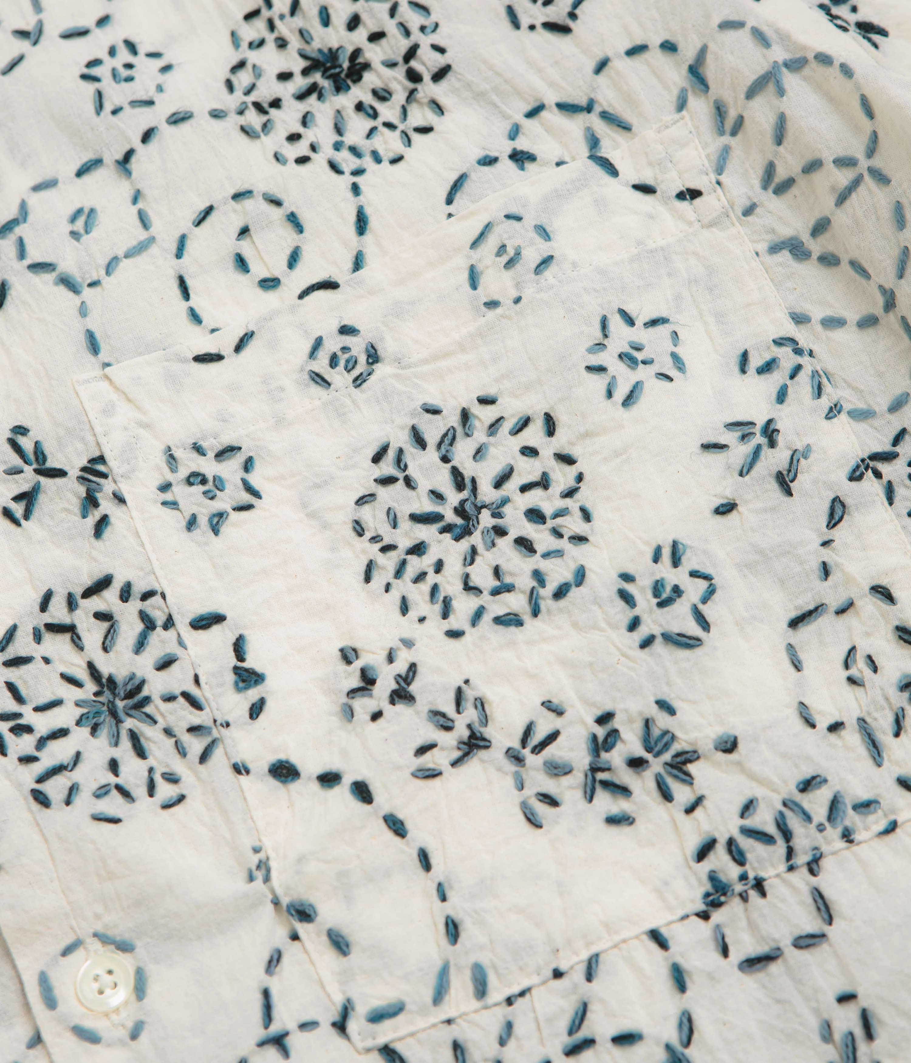 Universal Works Camp Shirt - Ecru Charcoal Anti Pilling Surface Customizable Option