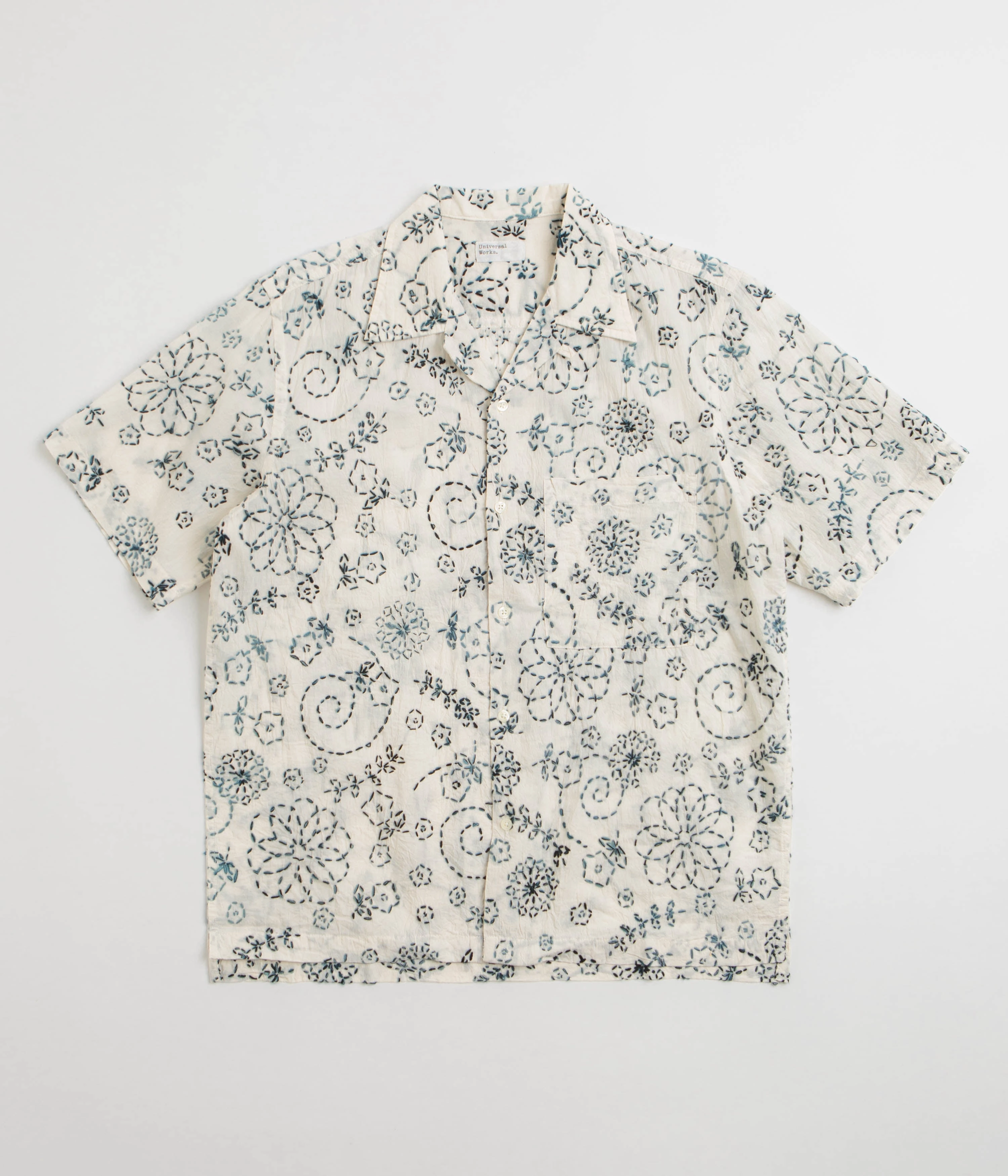 Vibrant Colors Trendy designs Universal Works Camp Shirt - Ecru Charcoal