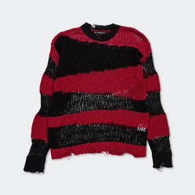 Timeless Active Stripe Crewneck Sweater - Black/Red