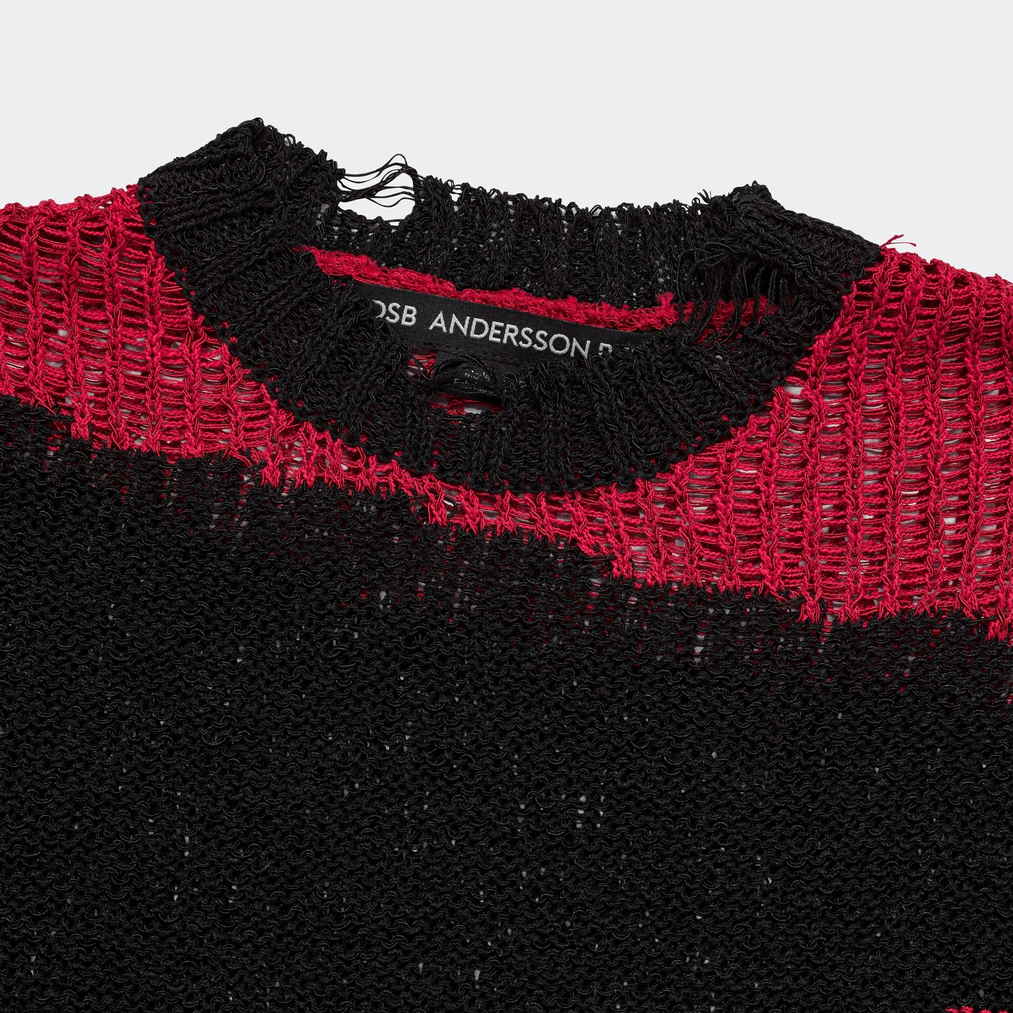 Stylish Street Apparel Stripe Crewneck Sweater - Black/Red