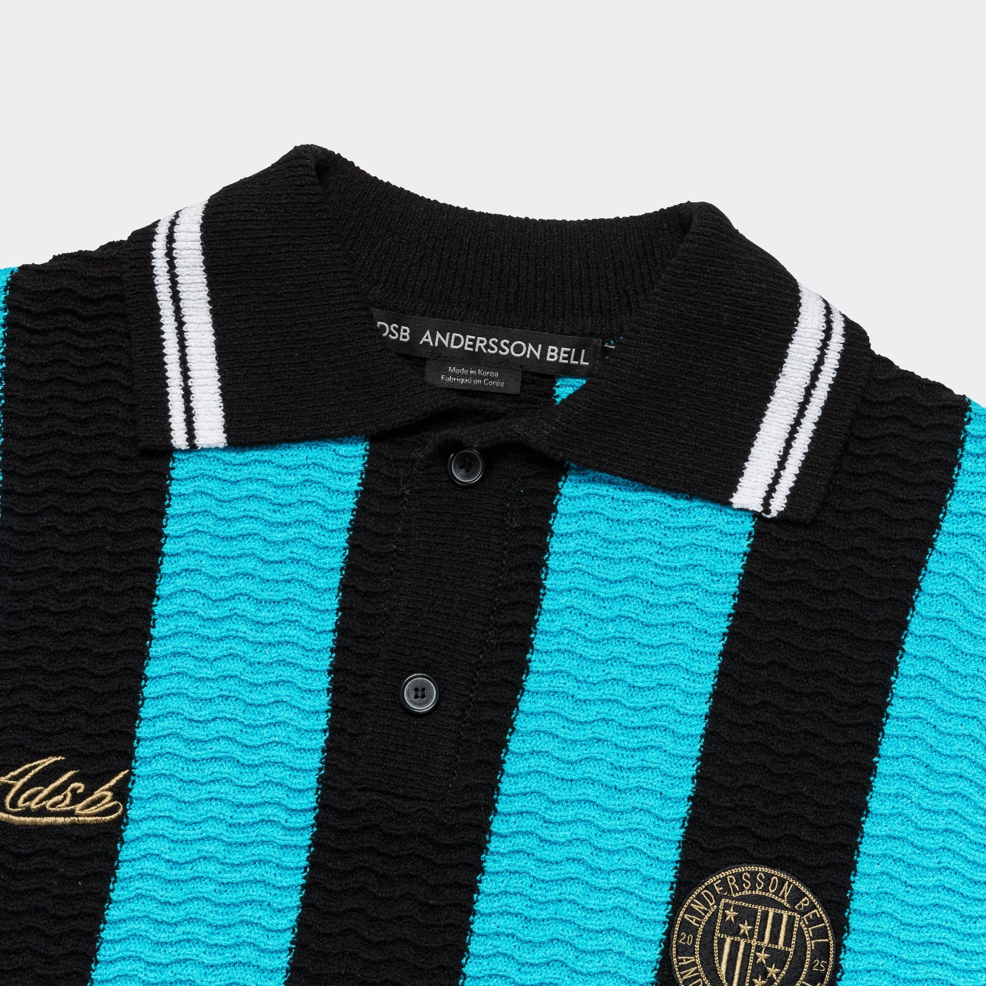 Contemporary Design Lightweight Material Stripe Soccer Polo Sweater - Black/Blue