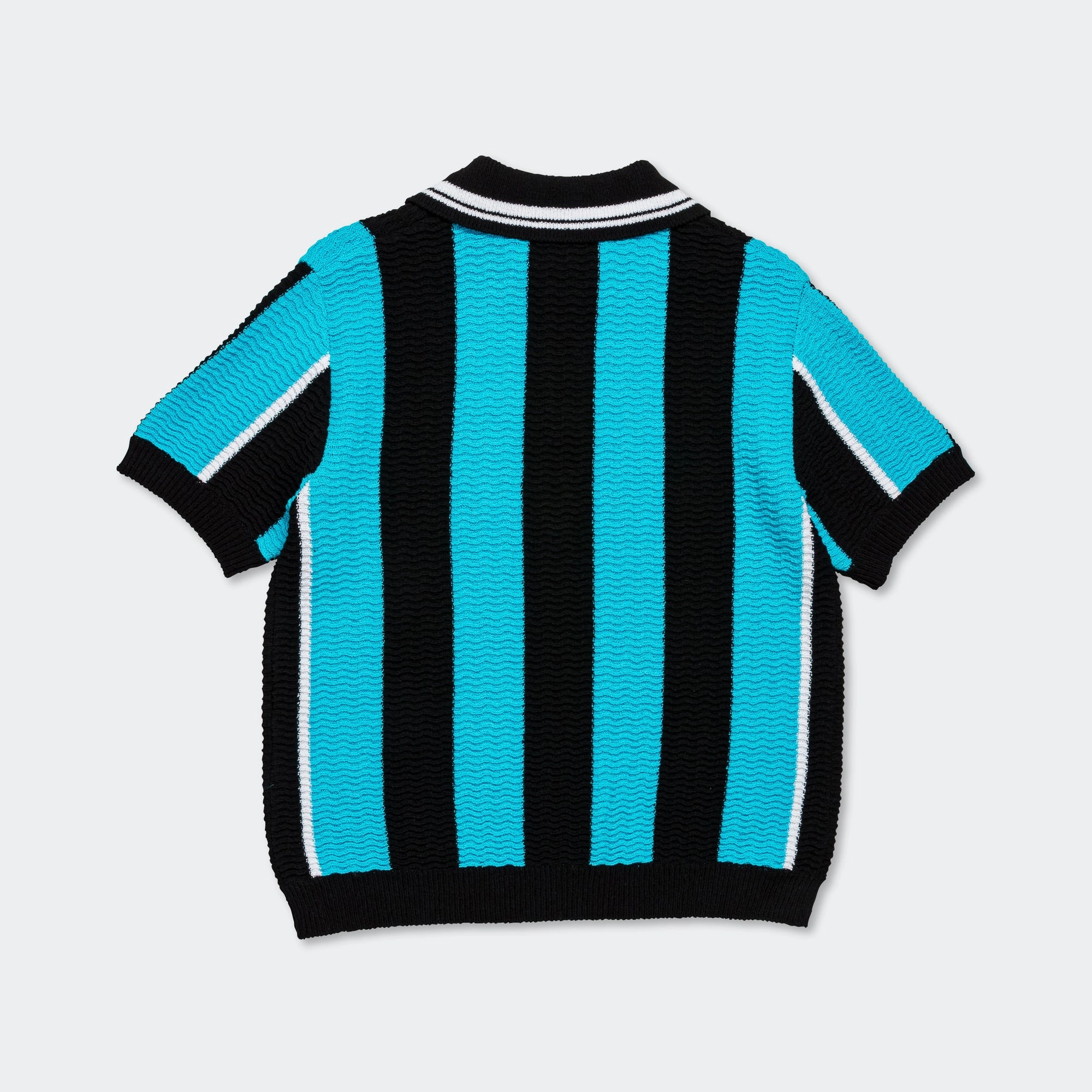 Smooth Finish Stripe Soccer Polo Sweater - Black/Blue
