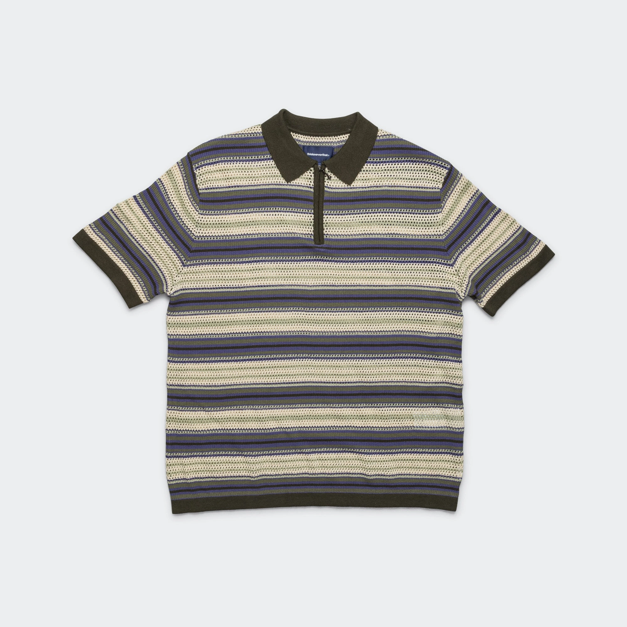 Static Dissipating Fiber Wrinkle Resistant Stripe SS Knit Polo - Ivory