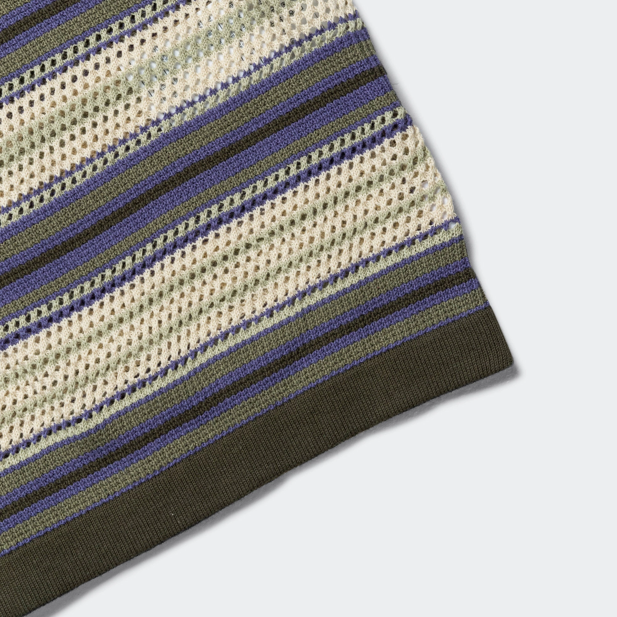 Lounge Comfort Geometric Print Stripe SS Knit Polo - Ivory