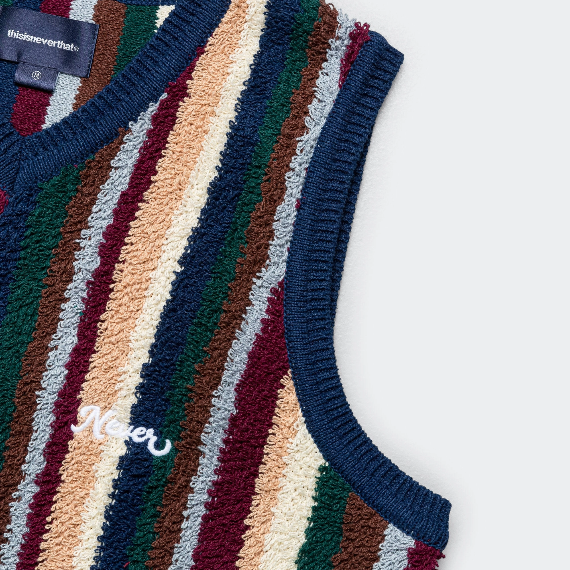 Odor Control Fibers Striped Knit Vest - Navy