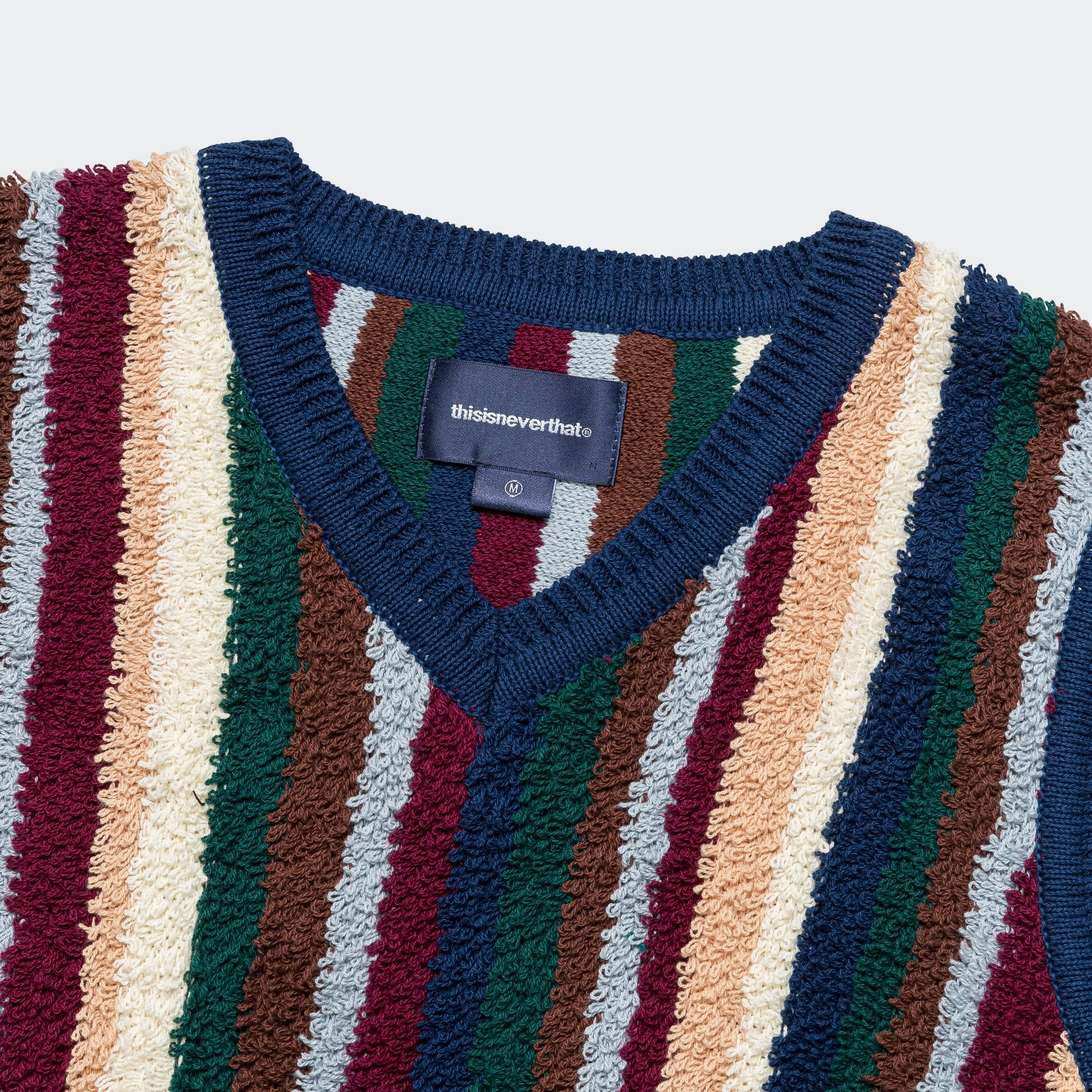 Stretch Enhanced Mobility Zones WaterResistantFabric Striped Knit Vest - Navy