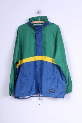 Non Bulky Silhouette Marcel Clair Mens L Jacket Pullover Nylon Green Hidden Hood Lightweight Top