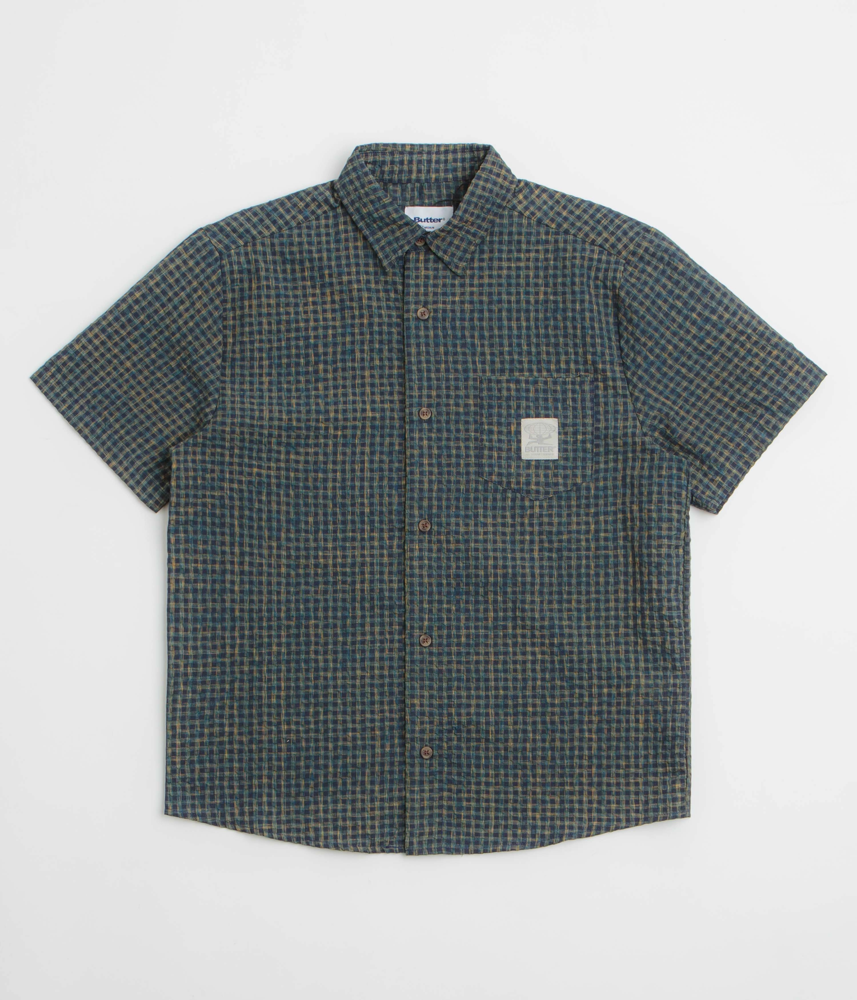Butter Goods Equipment Short Sleeve Shirt - Navy Reinforced Side Vents Wrinkle Resistant