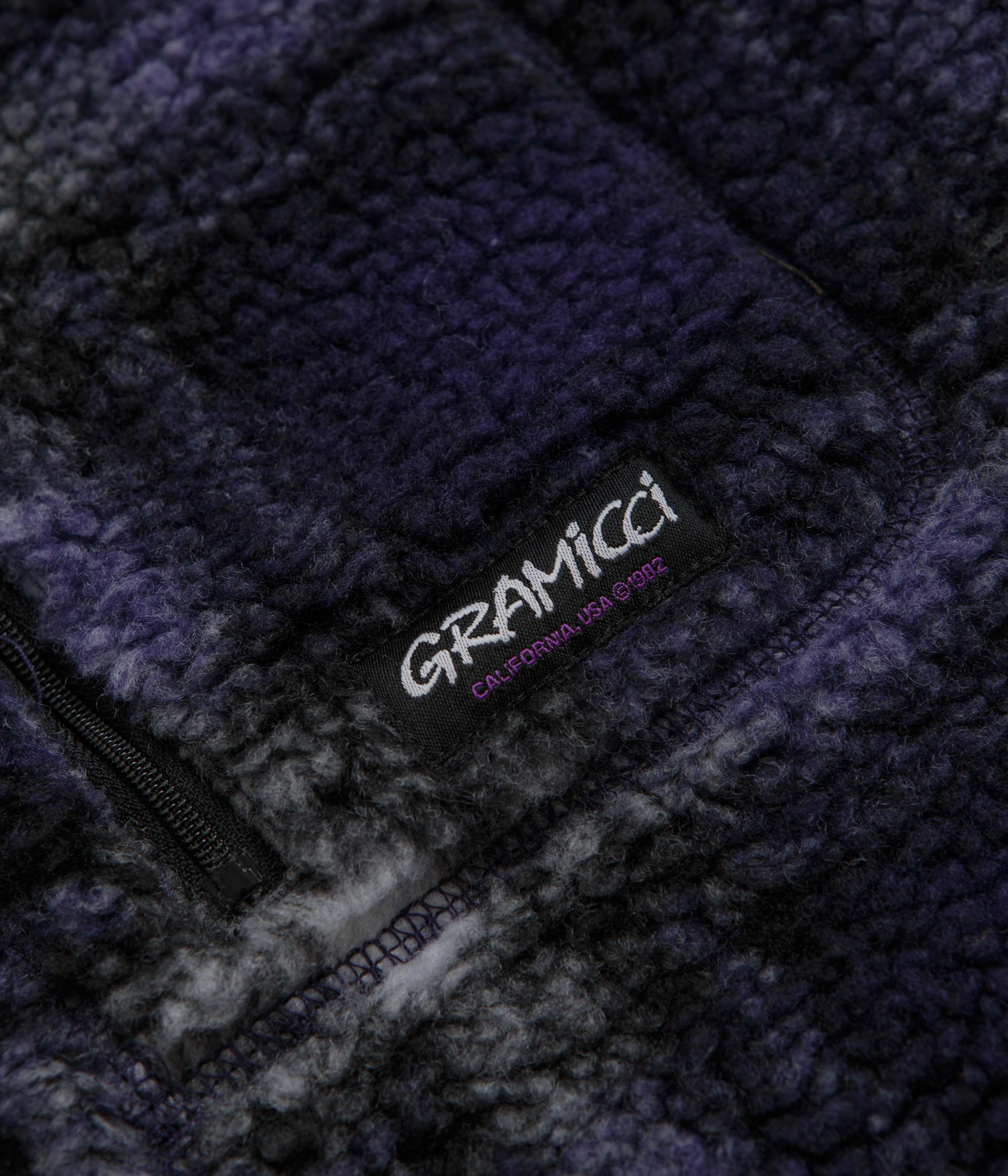 All Purpose Gramicci Shadow Plaid Sherpa Jacket - Purple Shadow Plaid