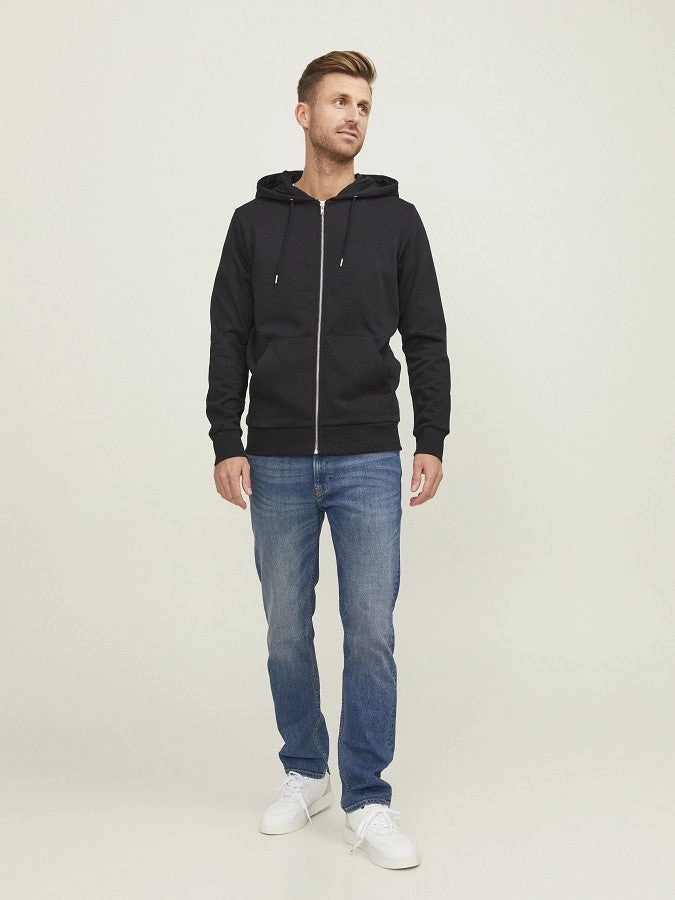 Skiing wear Minimalist Stitching Day Zip Hood | BLACK