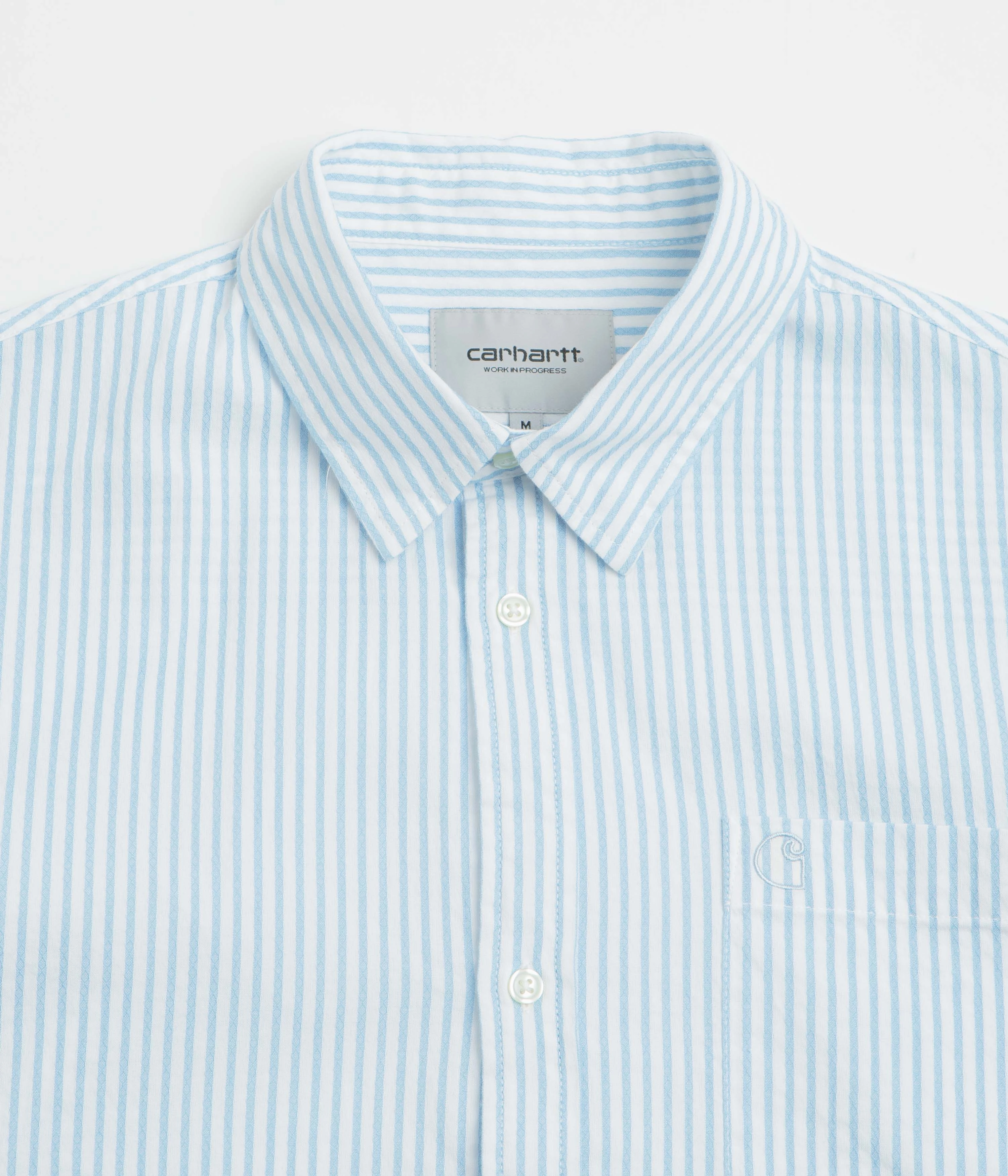 Carhartt Phelps Short Sleeve Shirt - Phelps Stripe / Bluebird Moisture Wicking Material Lightweight Weave
