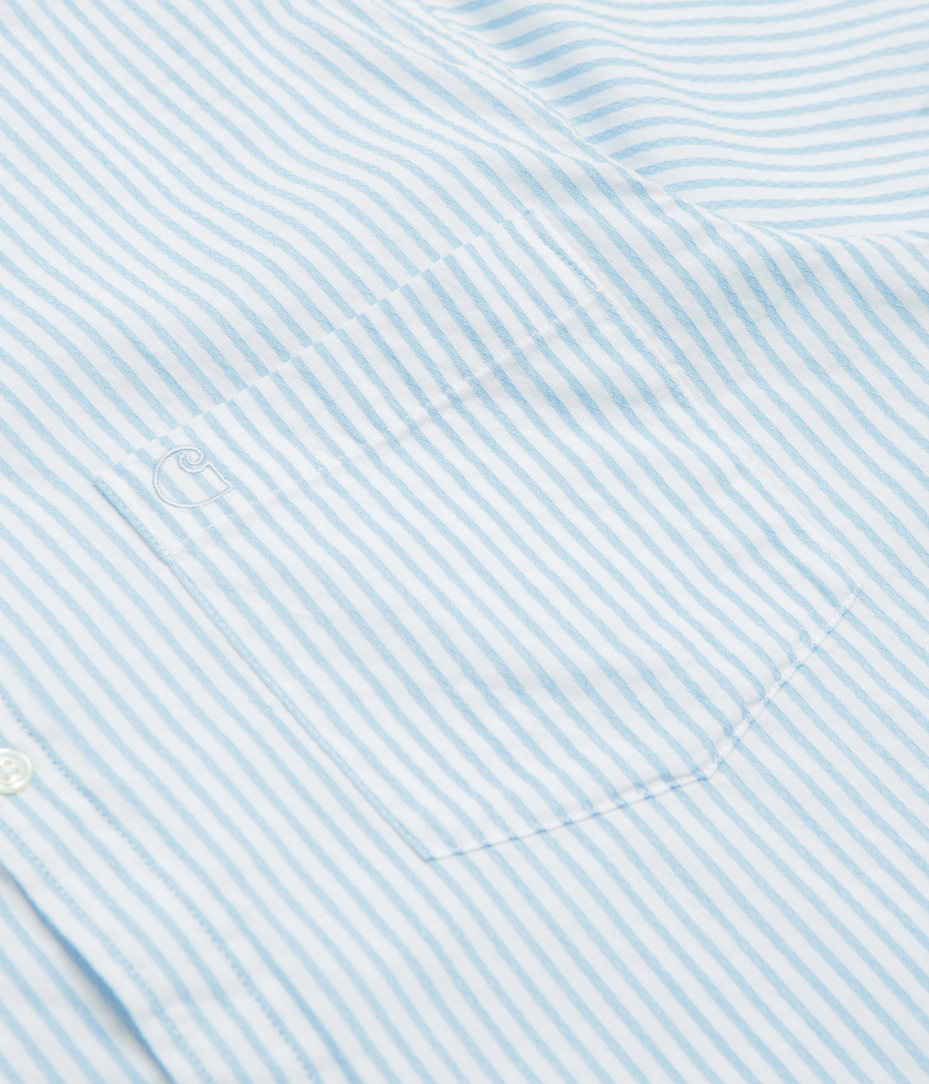 Carhartt Phelps Short Sleeve Shirt - Phelps Stripe / Bluebird Button-up Fitted Cut