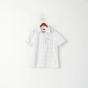 Levi's Red Tab Men XL Casual Shirt White Check Cotton Pocket Short Sleeve Top Abrasion Resistant Edges Anti Pilling Surface