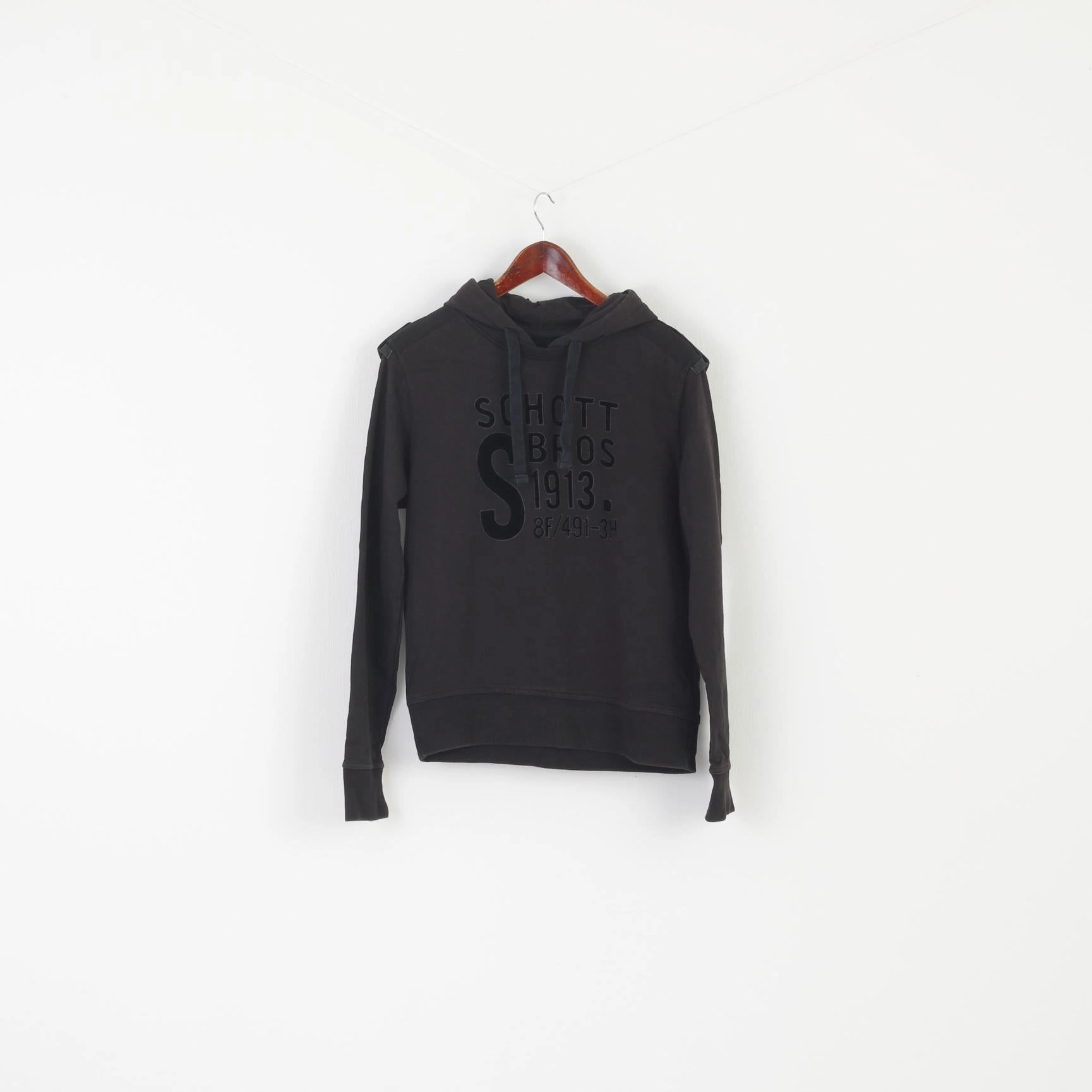 Casual Fit hypoallergenic Schott NYC Men M (S) Sweatshirt Black Cotton Hooded Bros Logo Army Top