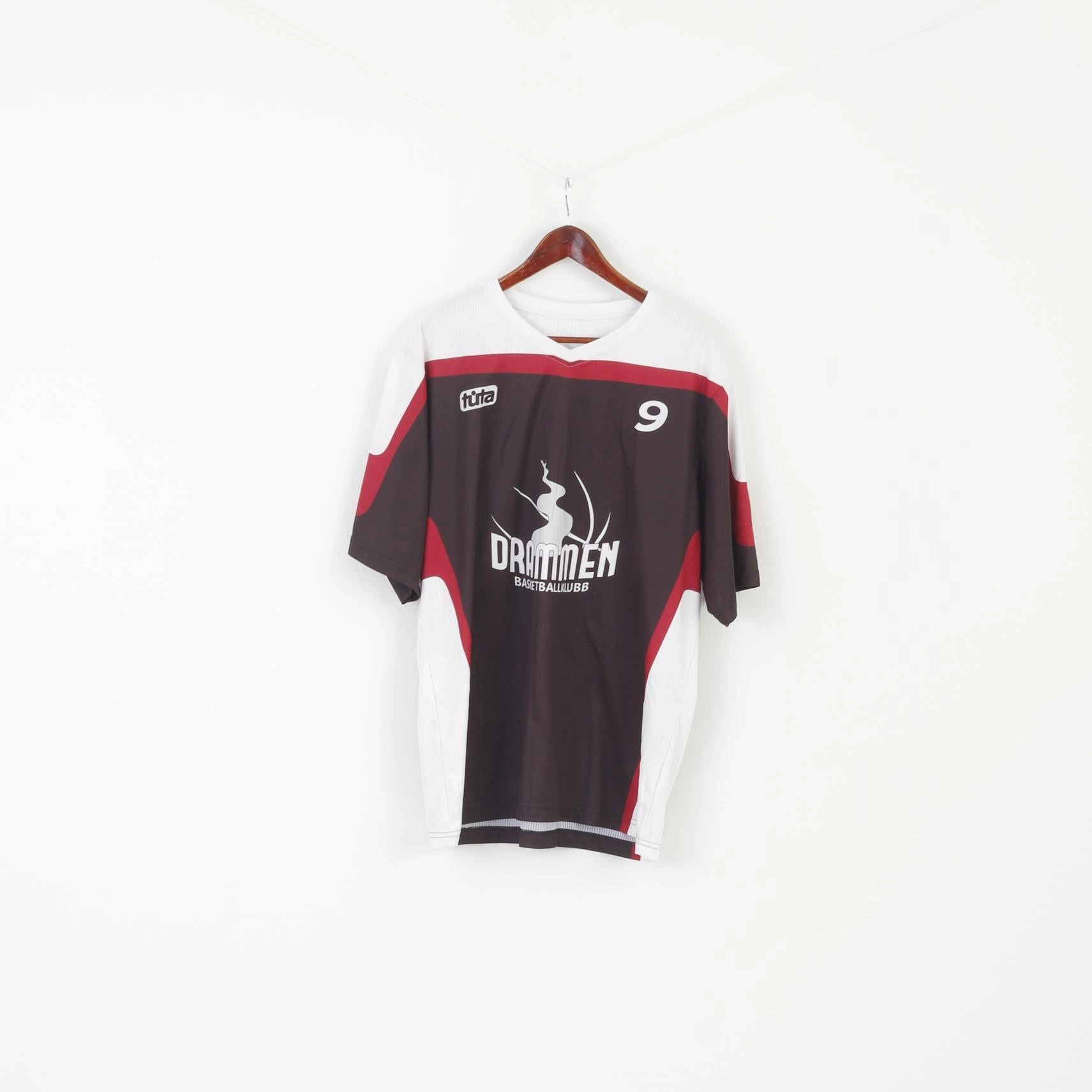 Double Stitched Seams Layering Essential Tuta Drammen Men XXL Shirt Black Basketballkubb #9 Vintage Jersey Top