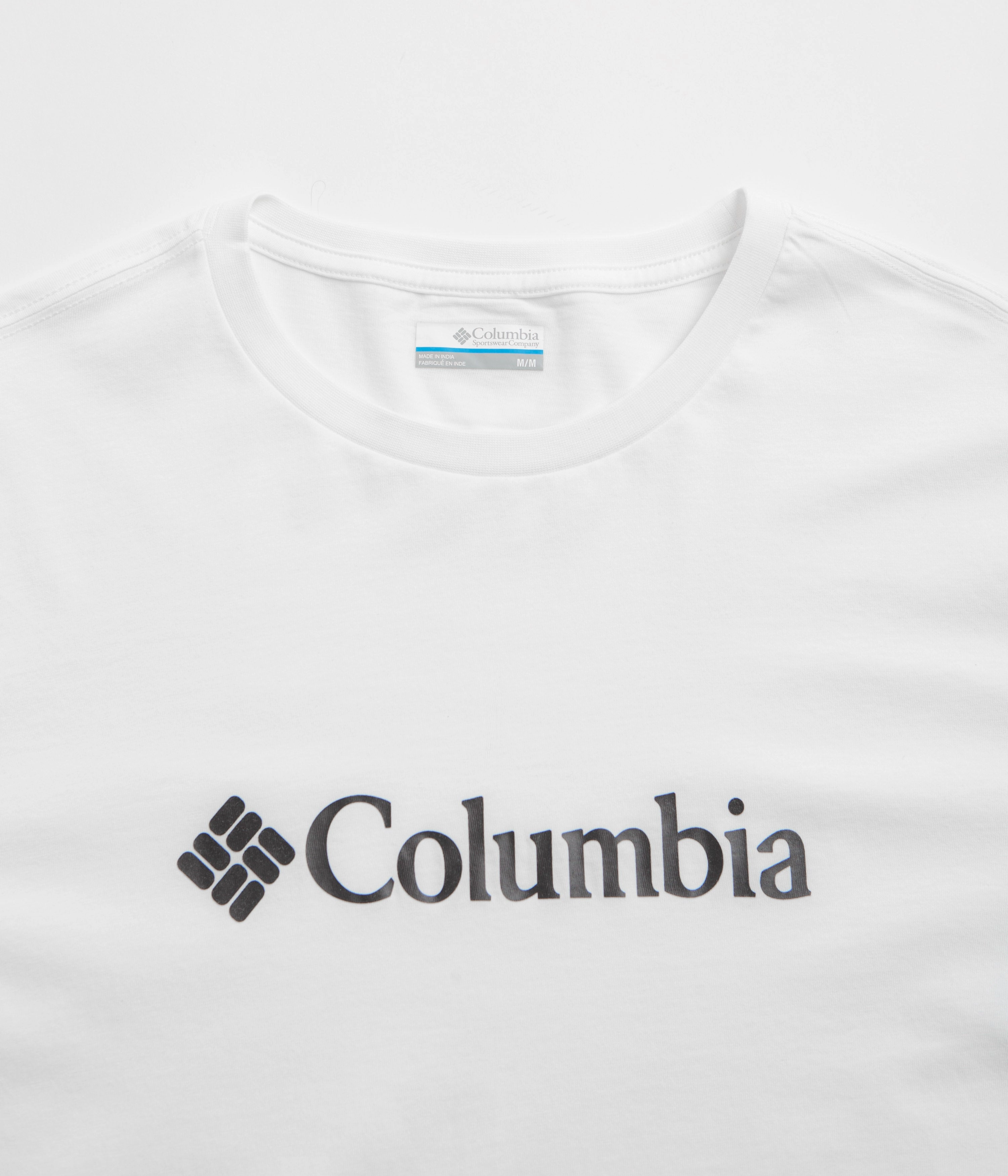 Trendy Fabric Minimalist Design Columbia CSC Basic Logo Short Sleeve T-Shirt - White