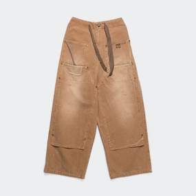 Casual Chic Durable Construction Canvas W-Knee EASY Baggy Pants (FARMER Remake) - Gold