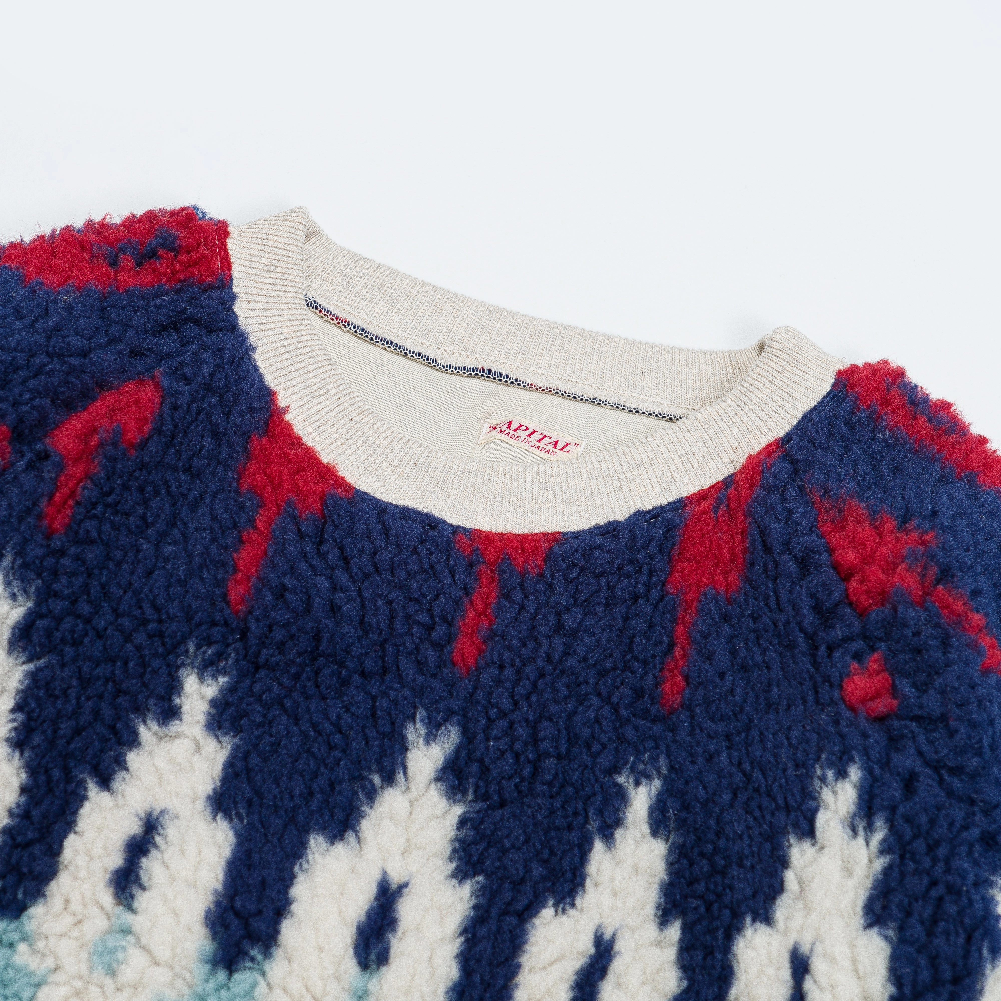 TOP Fleece Knit x BOA Fleece NORDIC SWT - Navy/Red Drawstring