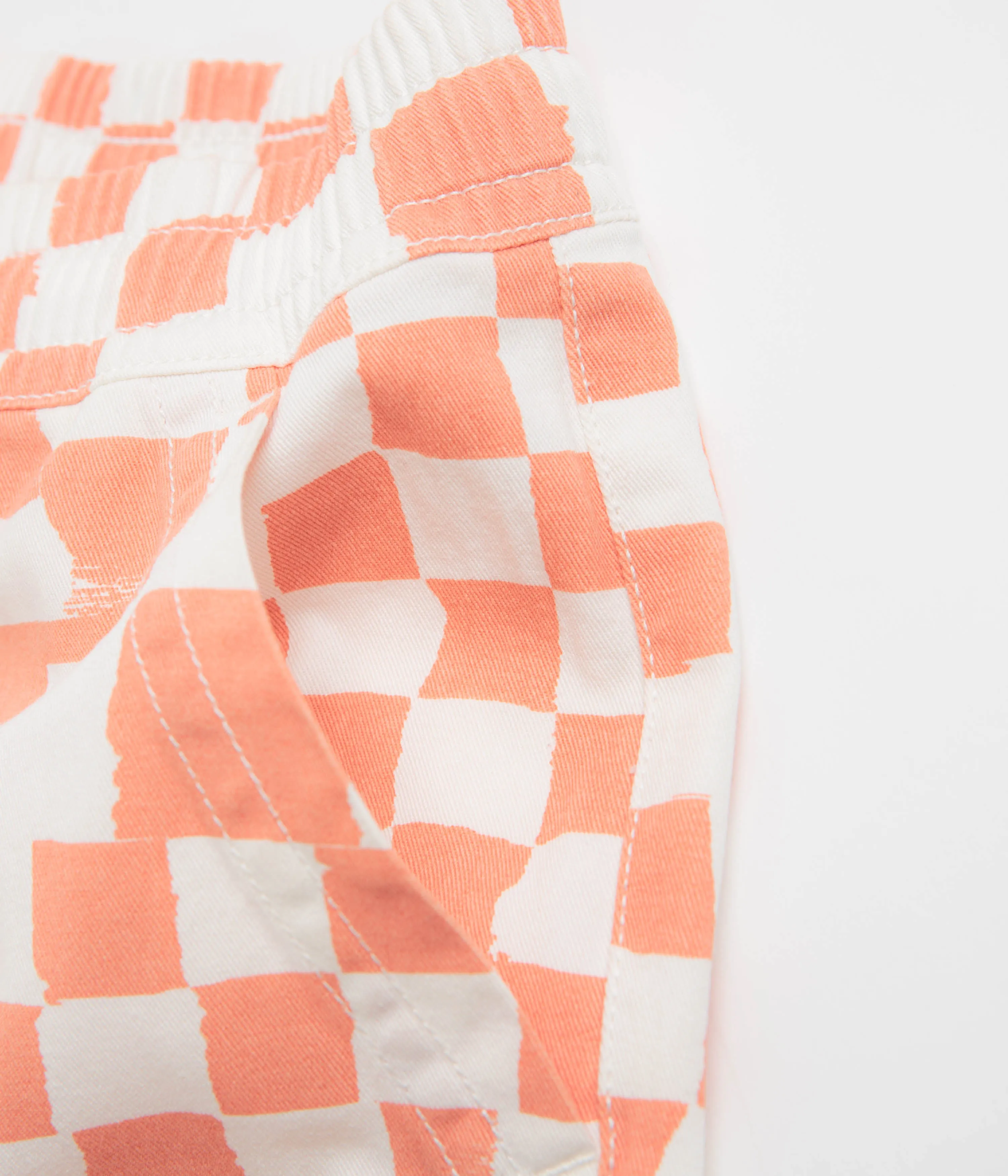 summer breeze WideLegOpening Service Works Printed Chef Shorts - Salmon Checker