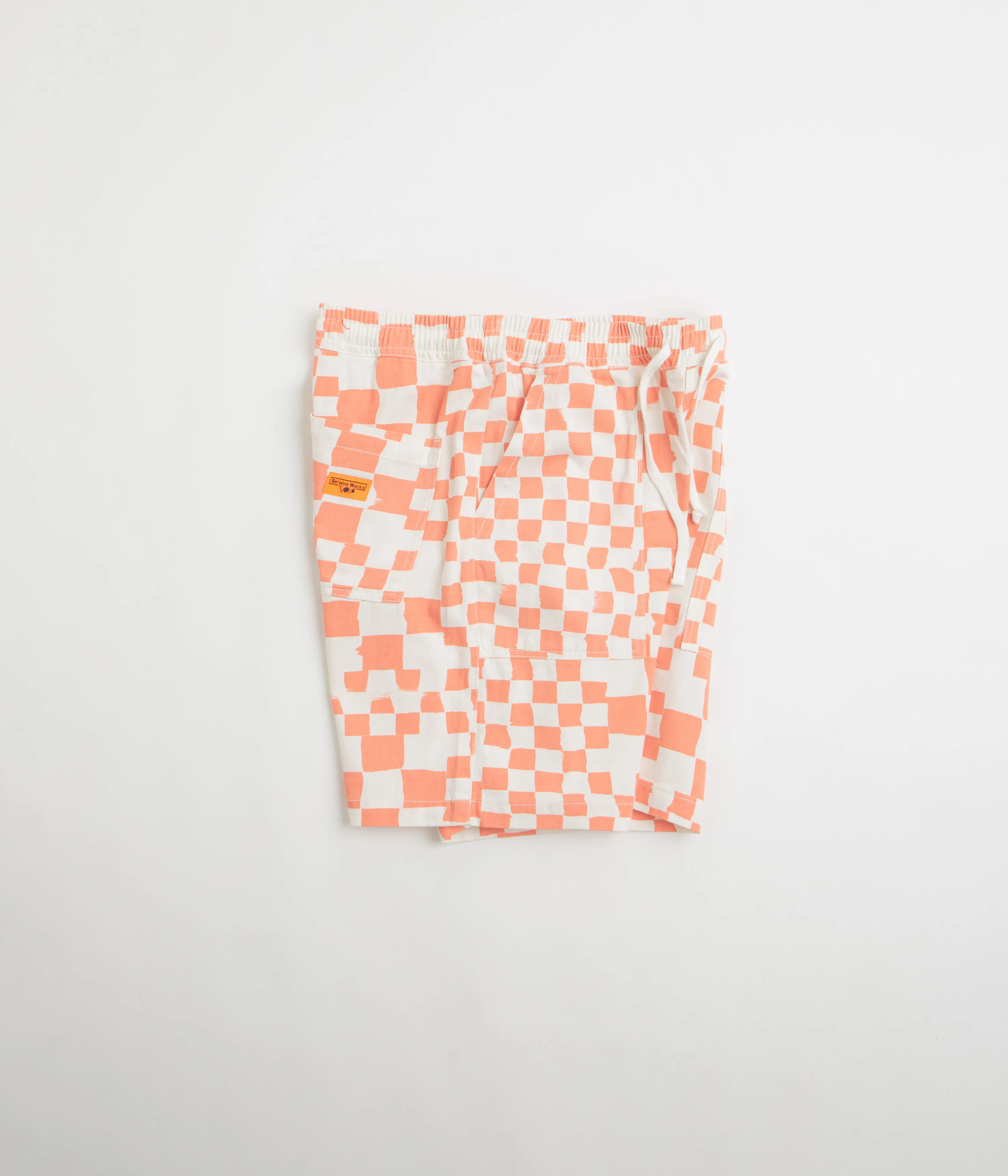 Ergonomic Contour Shape Service Works Printed Chef Shorts - Salmon Checker