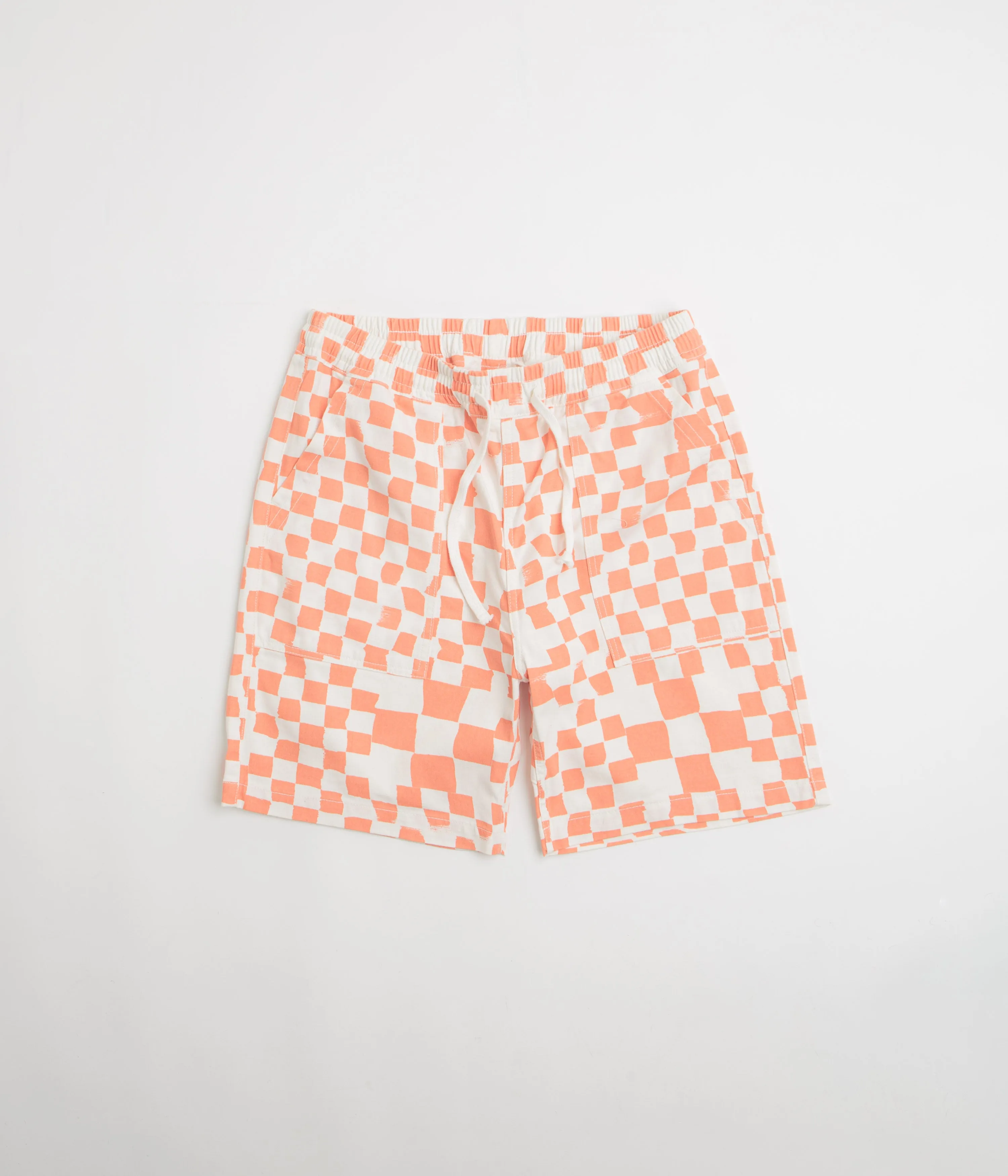 No Slip Waistband Service Works Printed Chef Shorts - Salmon Checker