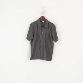 Embroidered Detail Fila Men L Casual Shirt Gray Sportswear Short Sleeve Pockets Plain Top