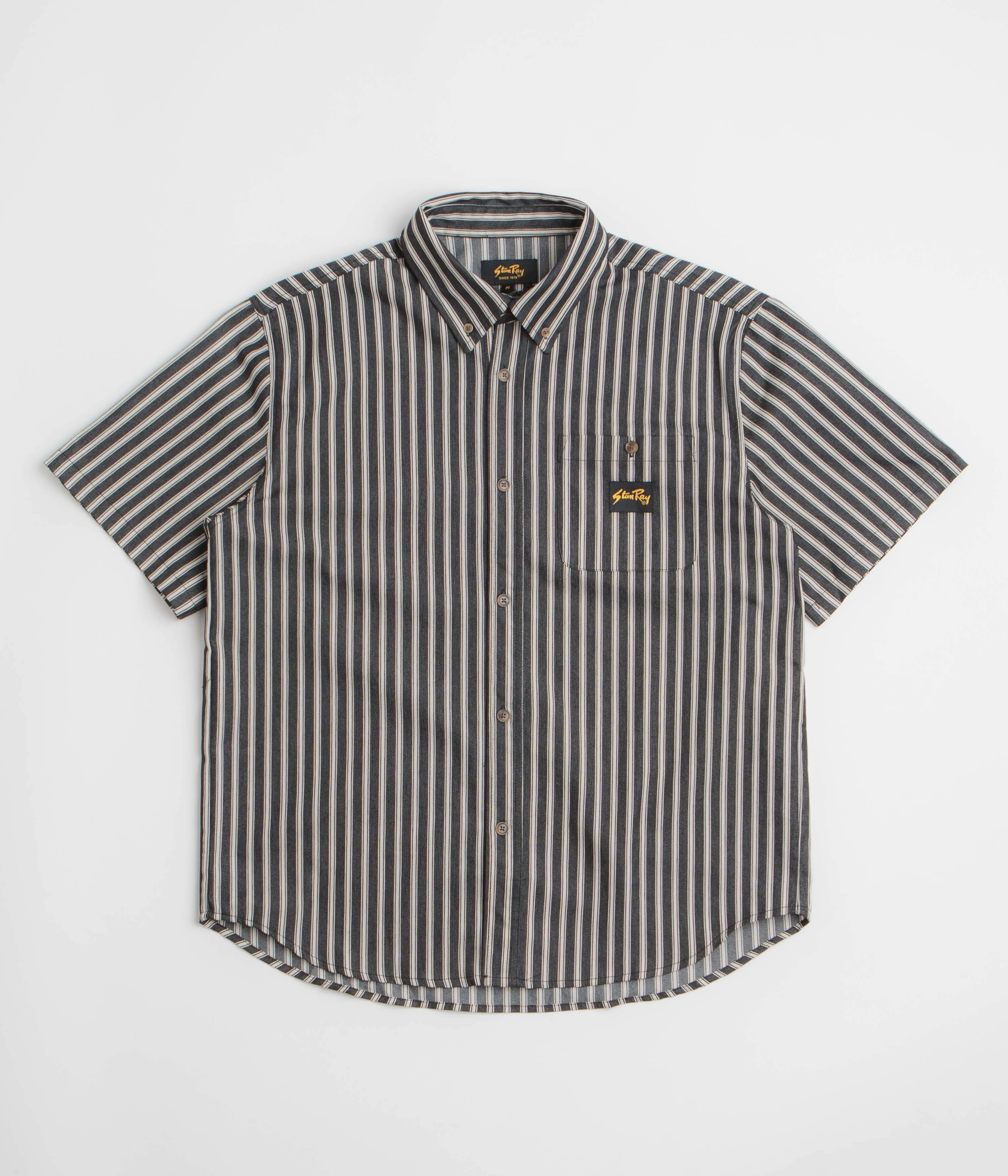 Stan Ray Short Sleeve Flannel Shirt - Charcoal Stripe Ombre look