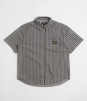 Stan Ray Short Sleeve Flannel Shirt - Charcoal Stripe Ombre look