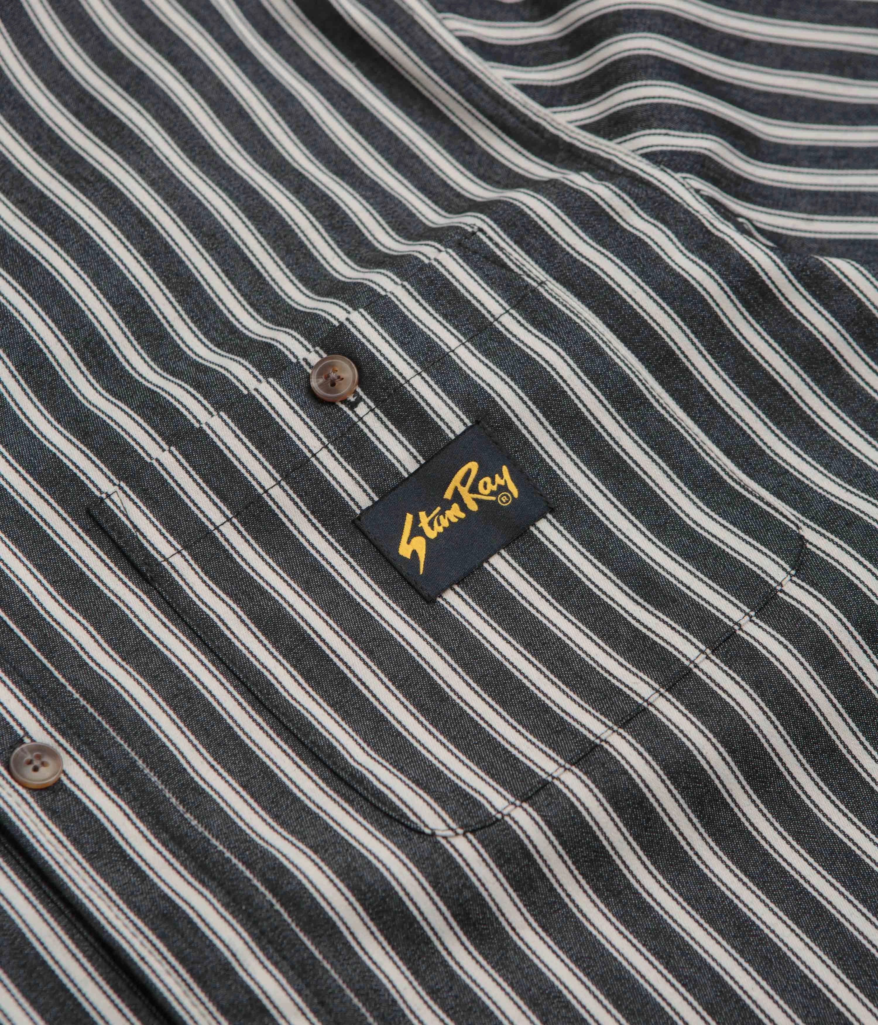 Polished Placket Stan Ray Short Sleeve Flannel Shirt - Charcoal Stripe