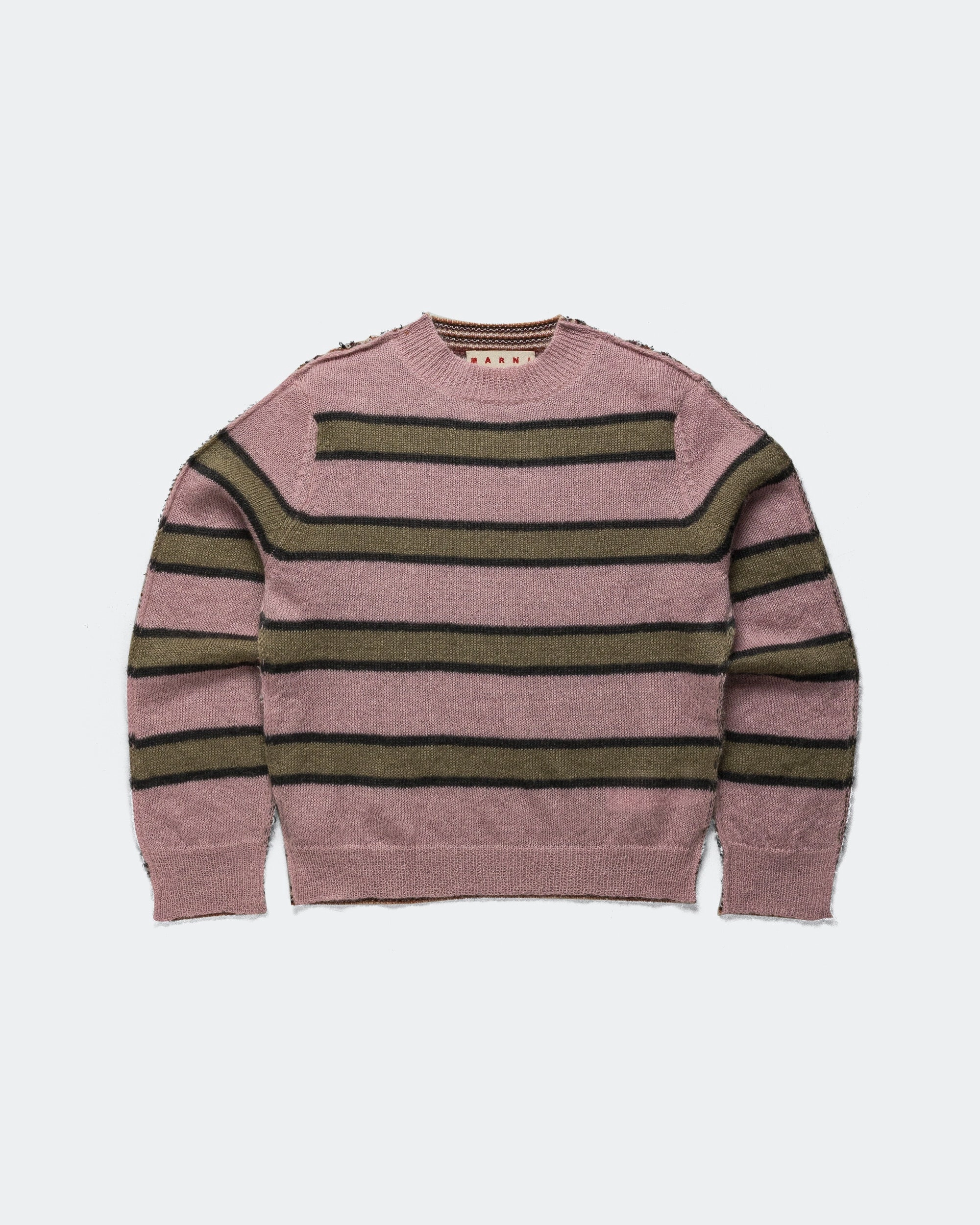 Mixed Stripe Blend Roundneck Sweater - Soft Pink Modern Layer