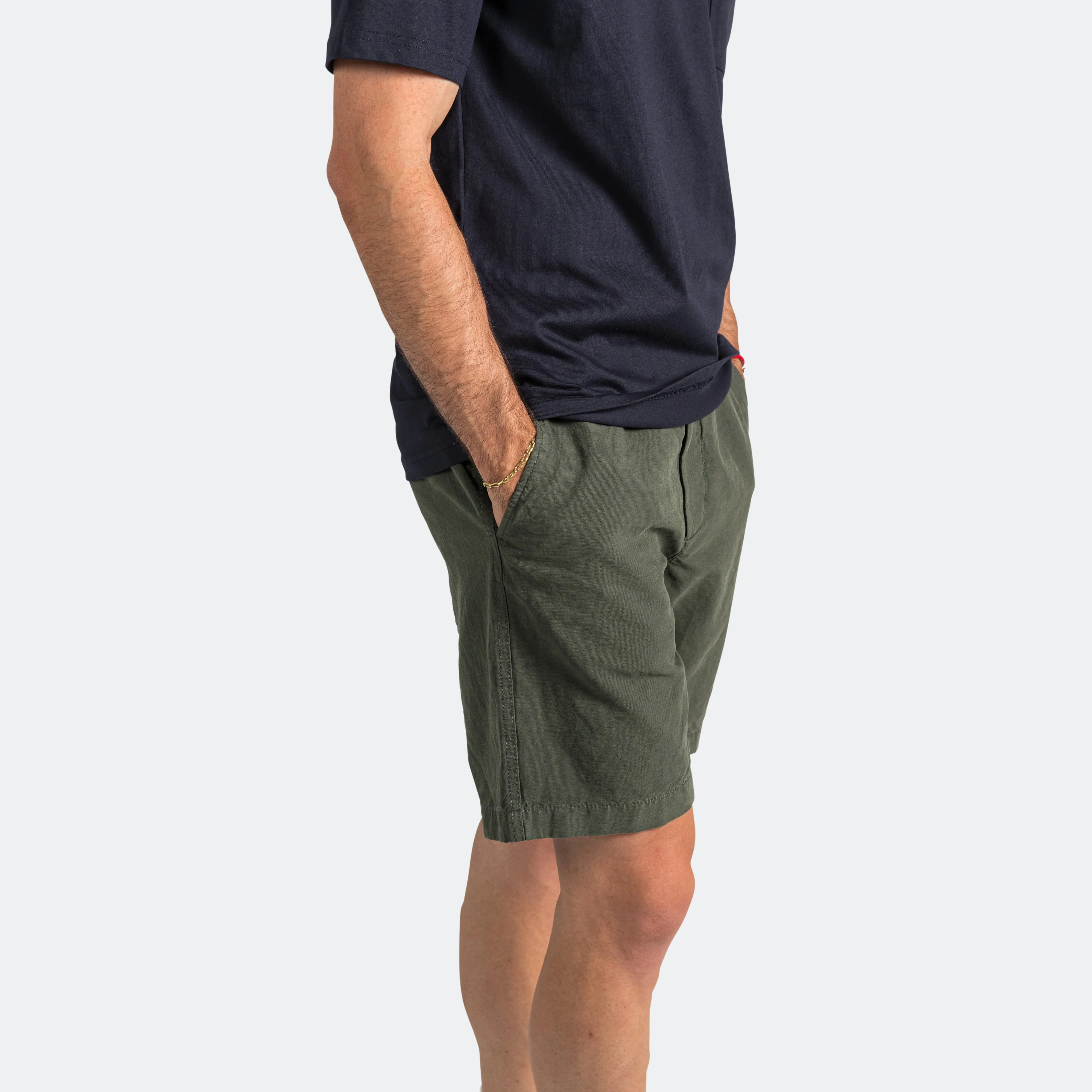 Ezra Cotton Linen Short - Spruce Green Bold Patterns