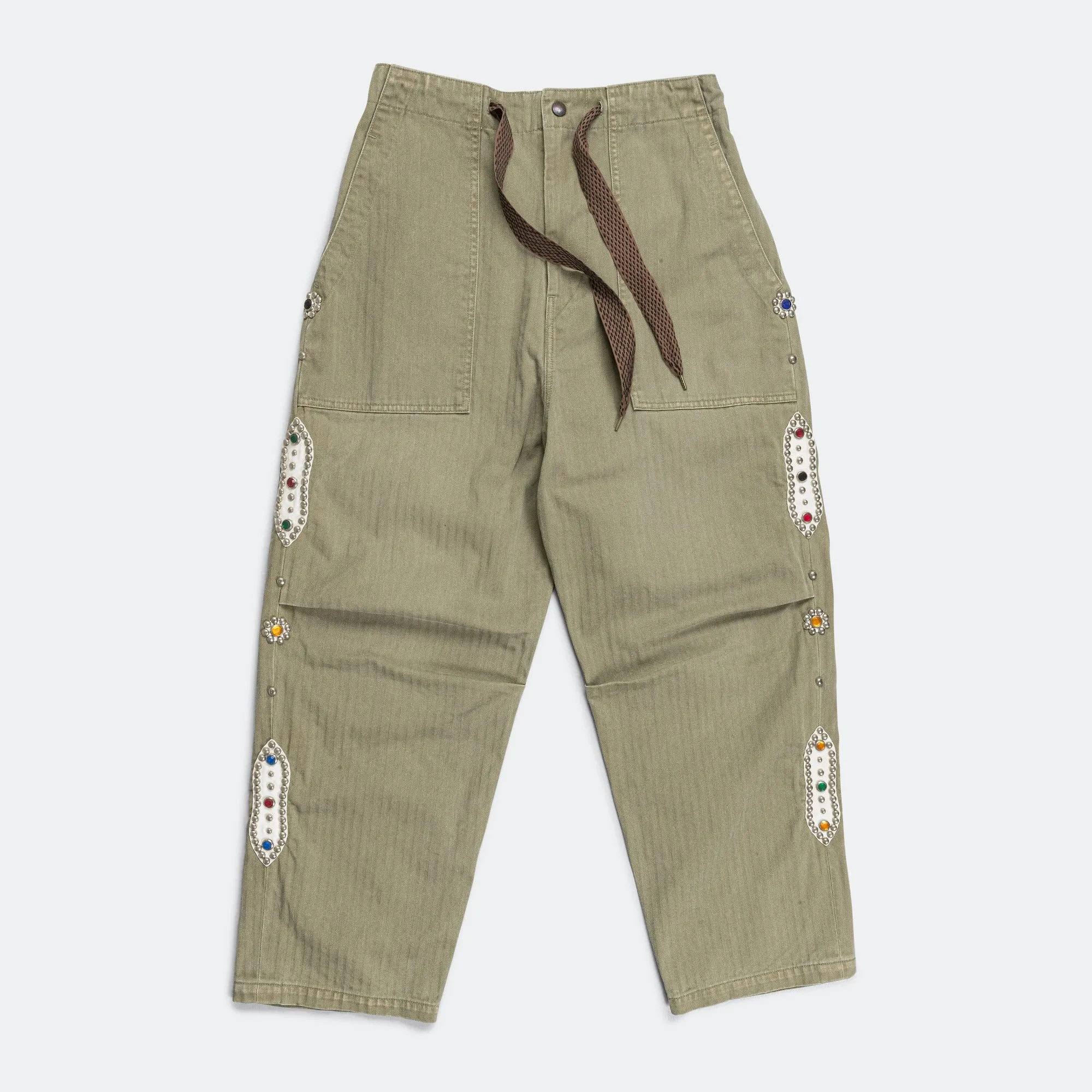 Bi Stretch Fabric Sulfur Herringbone EASY BAKER Pants (STUDS Remake) - Khaki