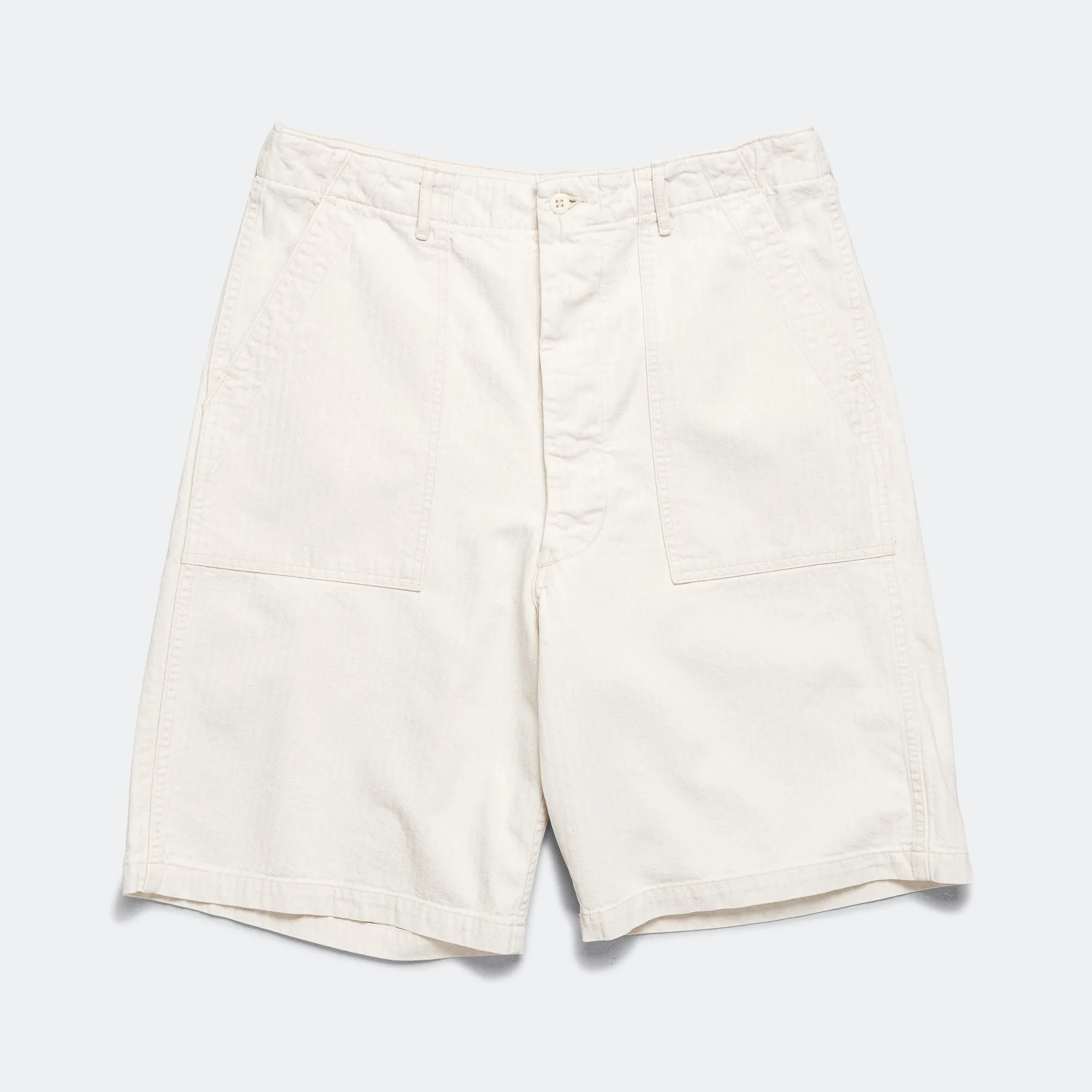 Ripstop Material Tagless Labeling Summer Fatigue Shorts - Ecru