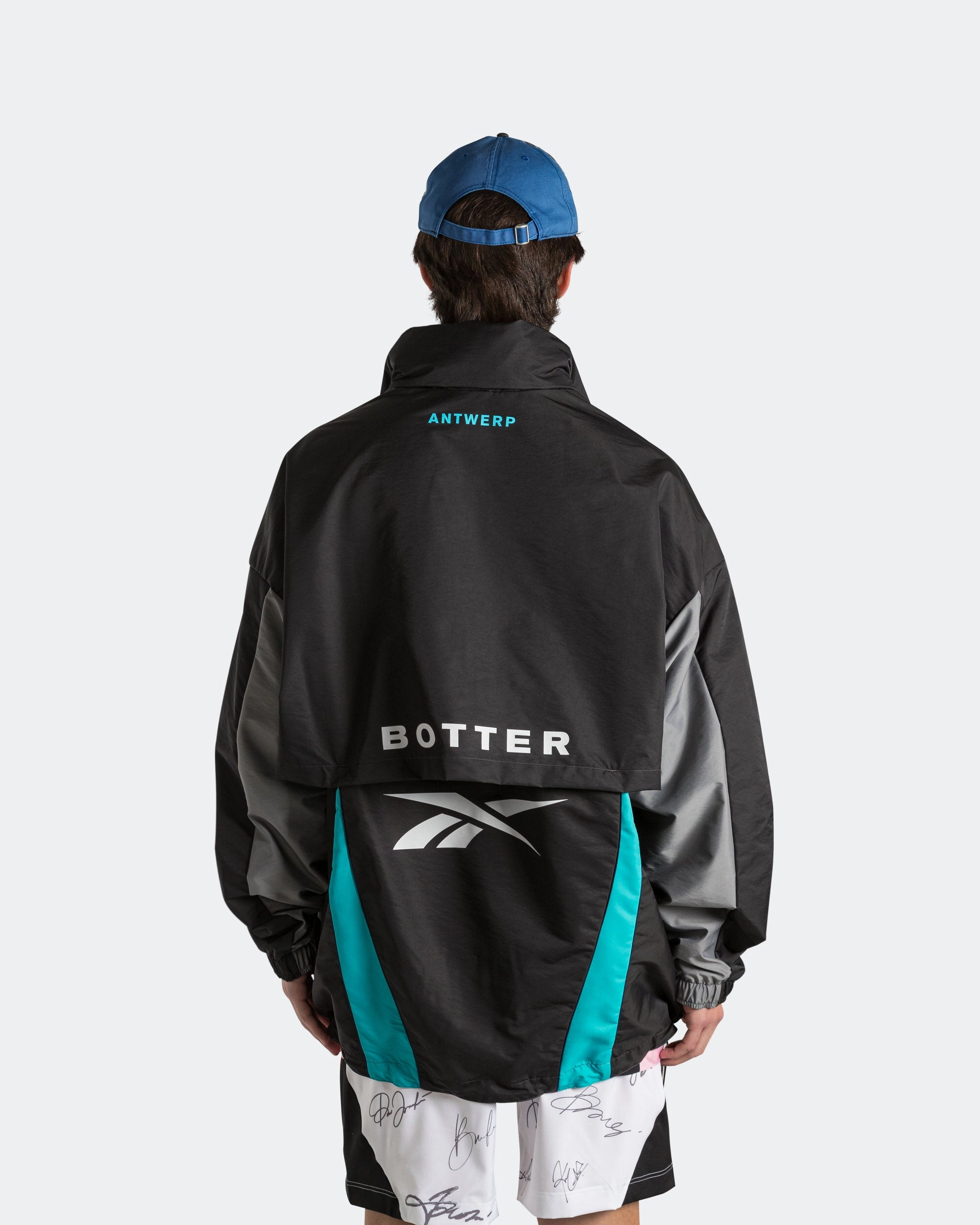 FadeResistant Print Summer Bench Jacket x Botter - Grey/Aqua Blue