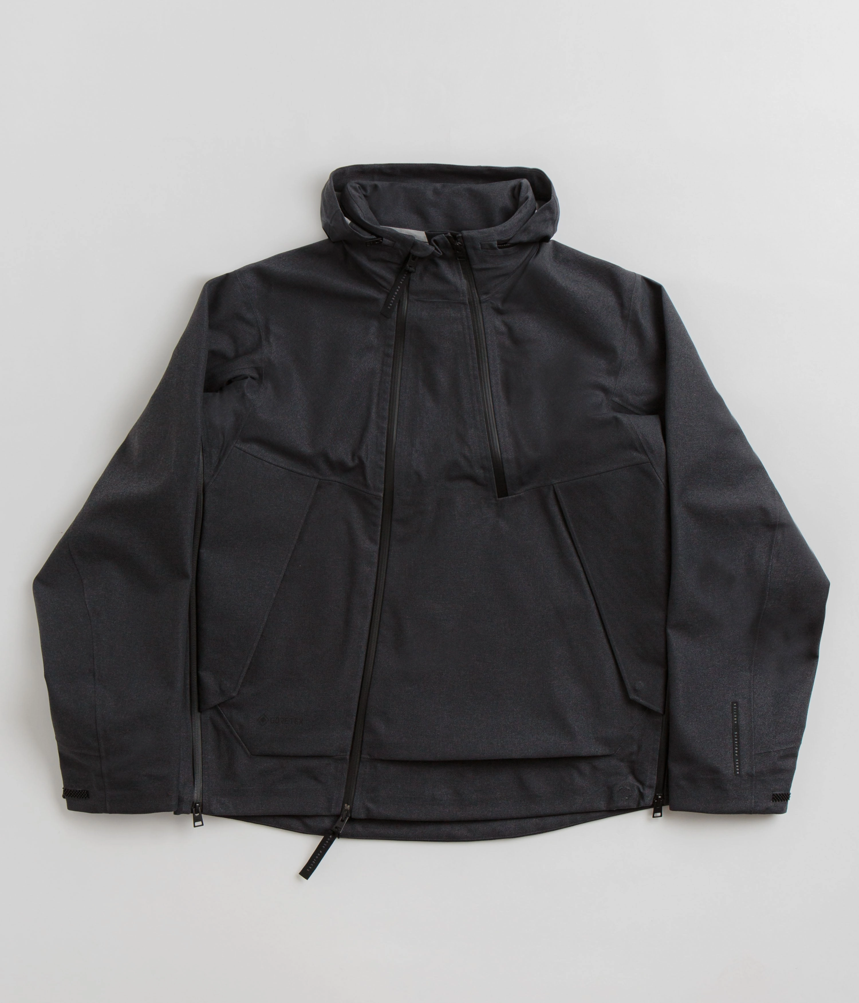 Norse Projects Textured Twill Gore-Tex 3L Stand Collar Jacket - Charcoal Grey Dirt Repellent Surface