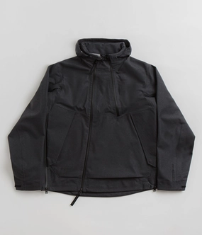 Norse Projects Textured Twill Gore-Tex 3L Stand Collar Jacket - Charcoal Grey Dirt Repellent Surface