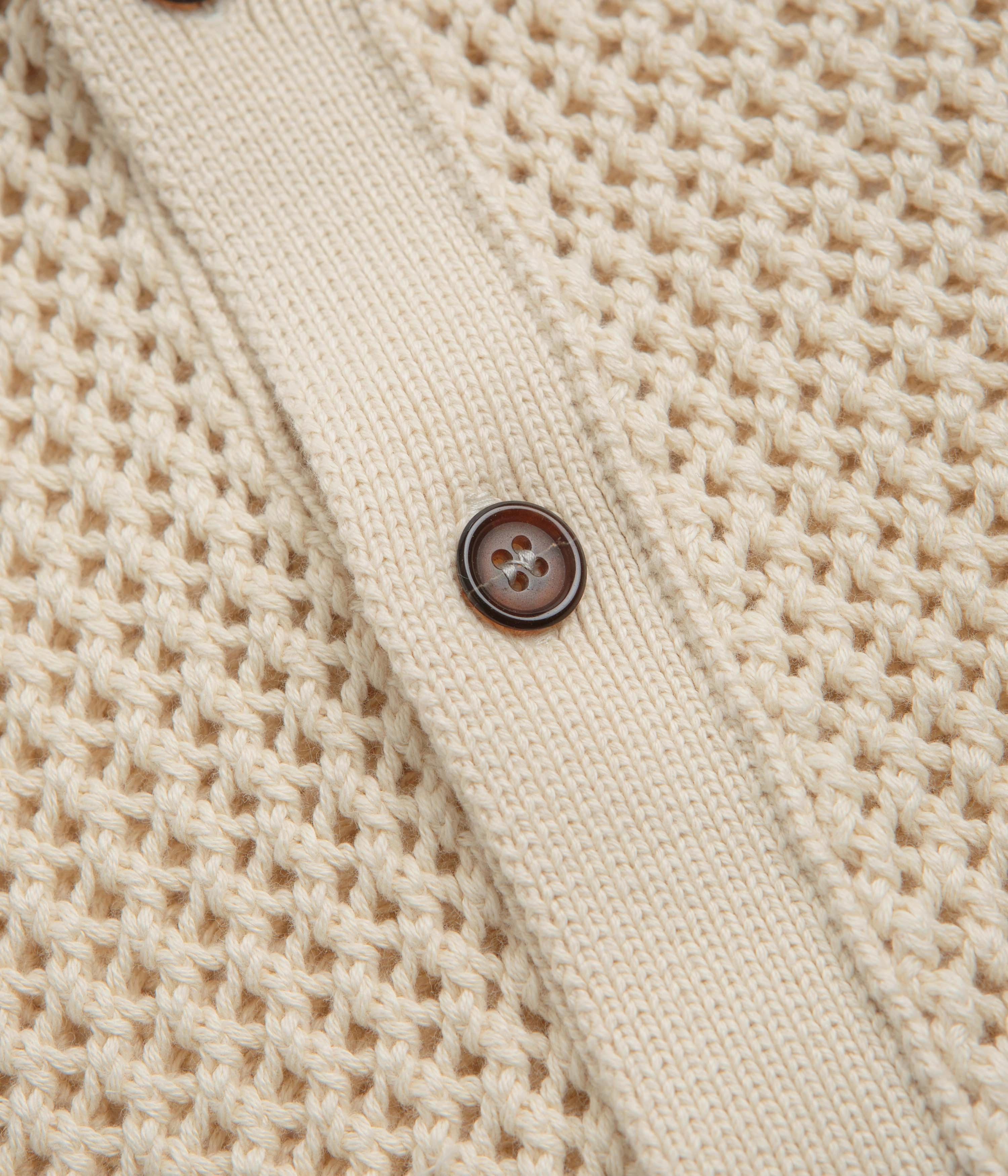 Sleeveless Cut Non-Iron Universal Works Knit Short Sleeve Shirt - Ecru