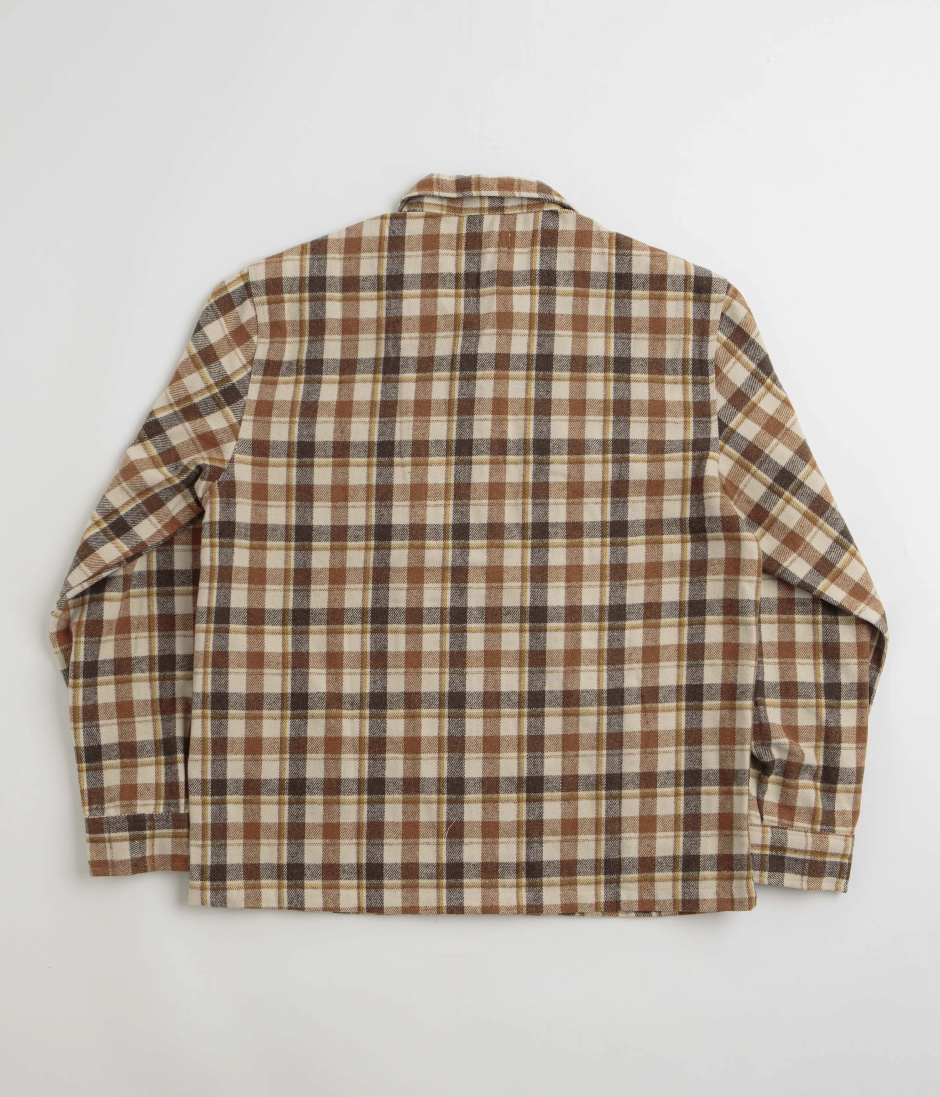 Smooth Cotton Blend Stan Ray Zip Shirt - Tan Plaid
