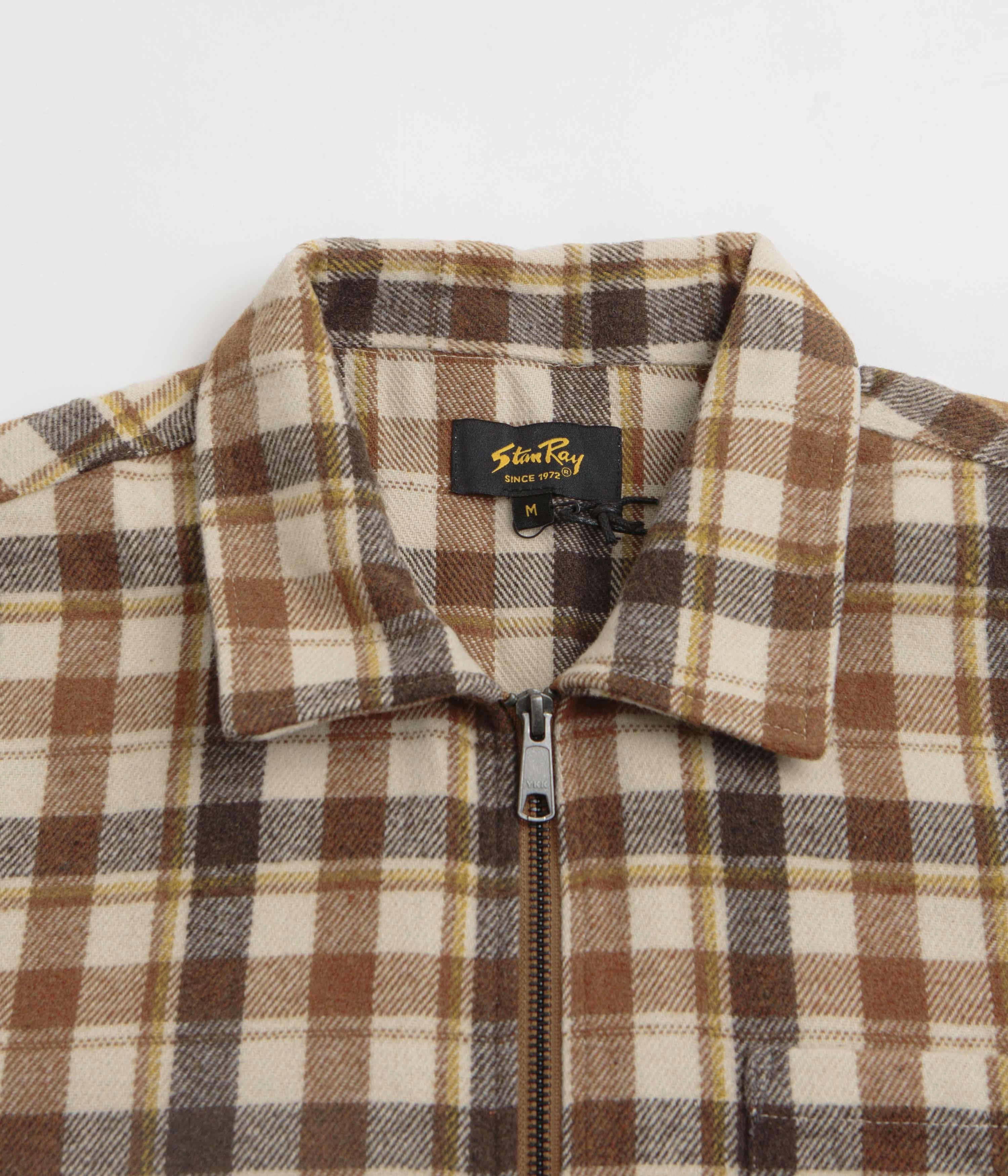 Workwear Approved Casual Wear Stan Ray Zip Shirt - Tan Plaid